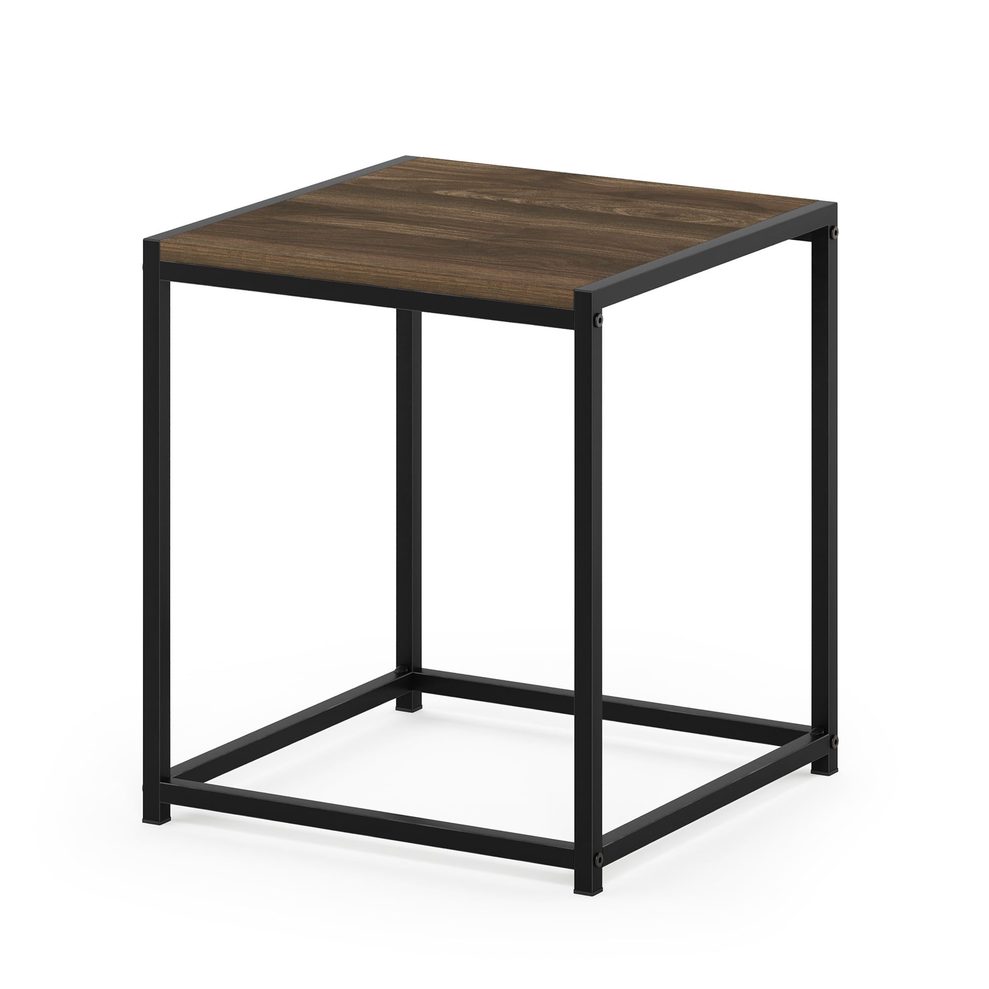 Columbia Walnut Square Wood and Metal End Table