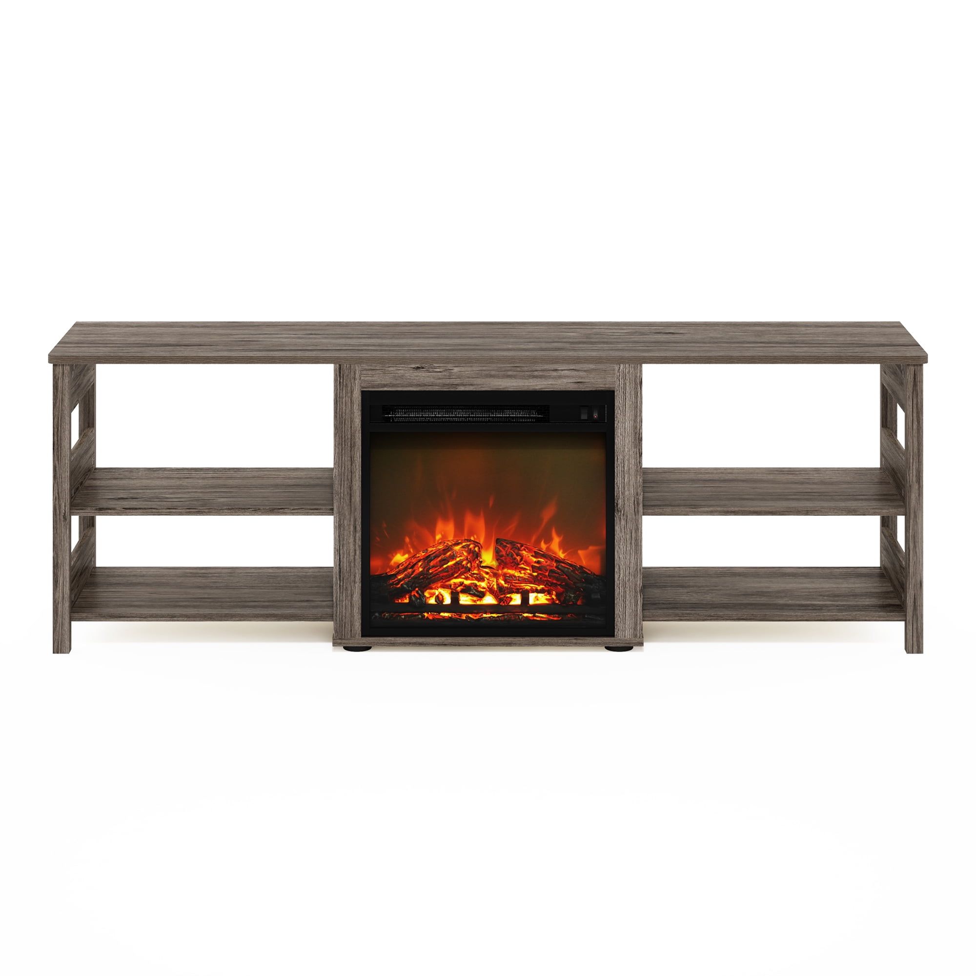 Rustic Oak 70 Inch TV Stand with Electric Fireplace