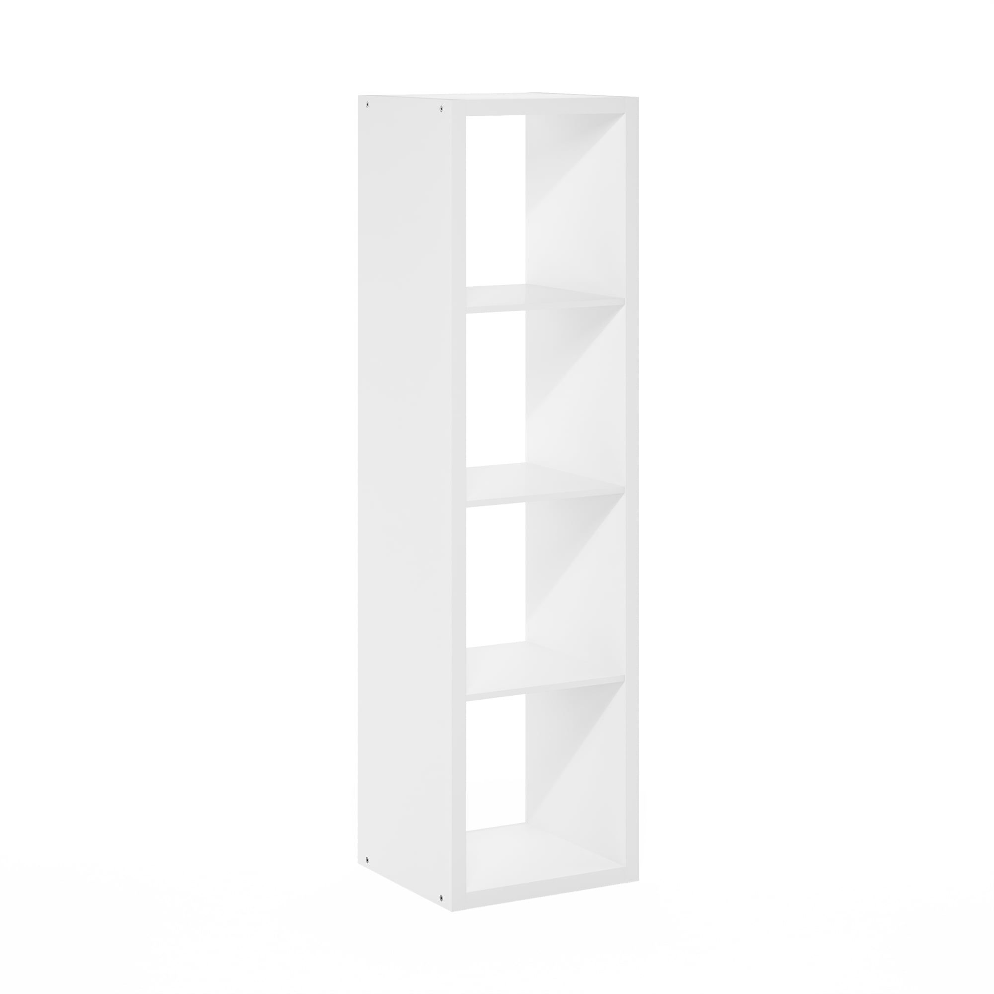 White Composite Wood 4-Cube Vertical Storage Organizer