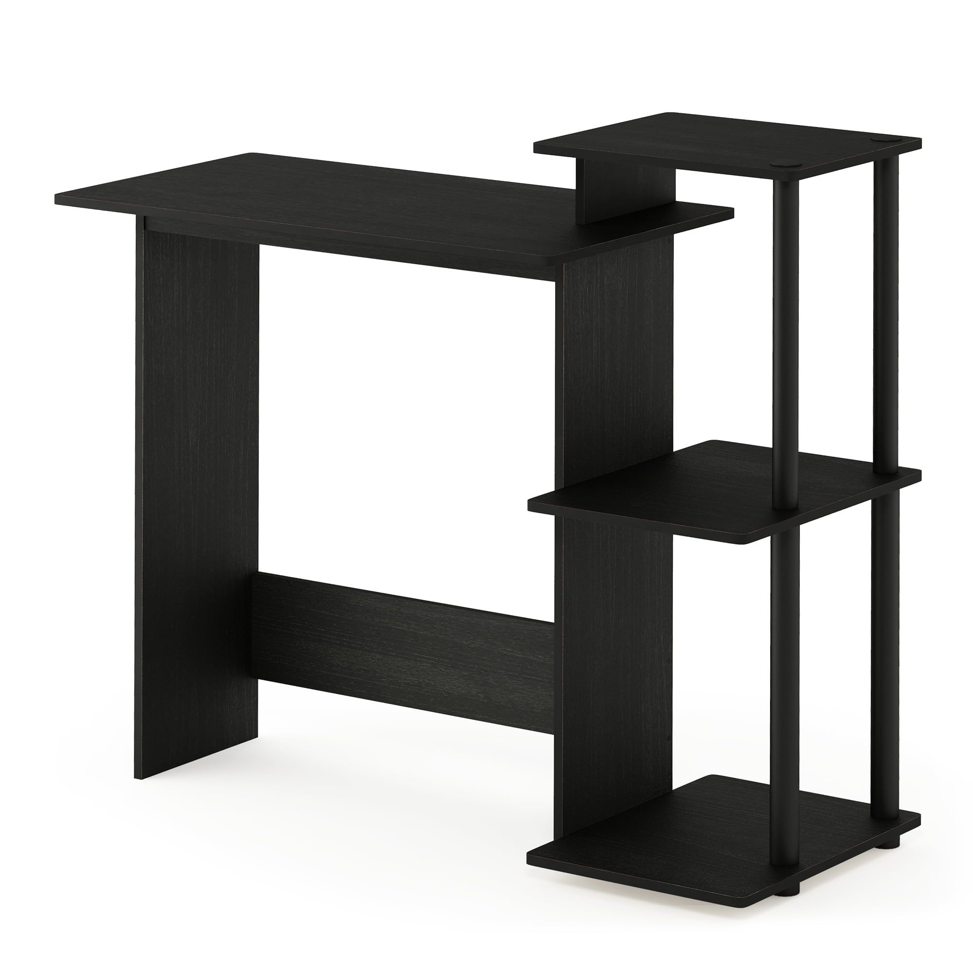 Americano Black Wood Laptop Desk with Drawer and Shelves