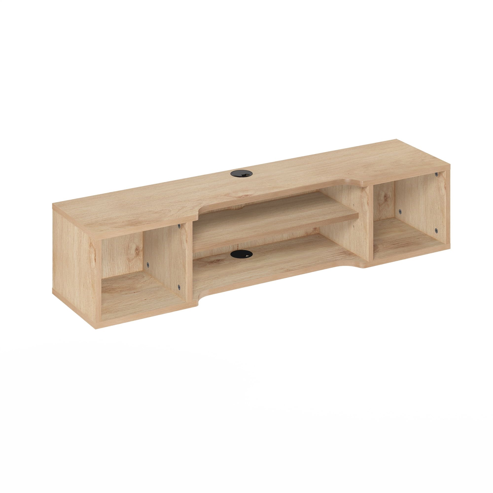 Marcy Oak Modern Wall Mounted Floating Media Console