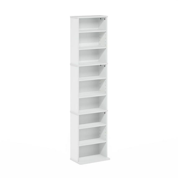 White Composite Wood 9-Shelf Adjustable Media Storage Tower
