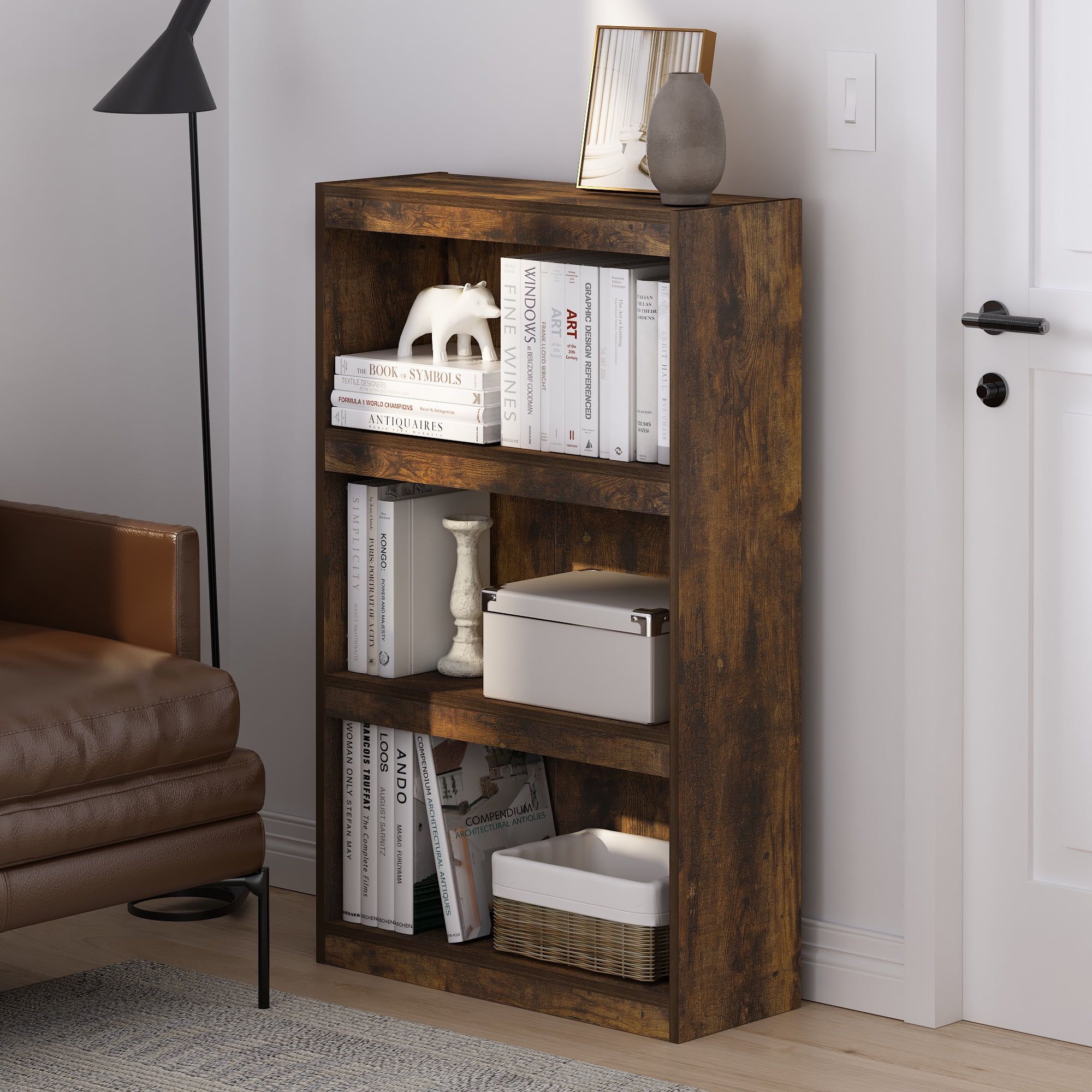 Amber Pine 3-Tier Adjustable Shelf Bookcase