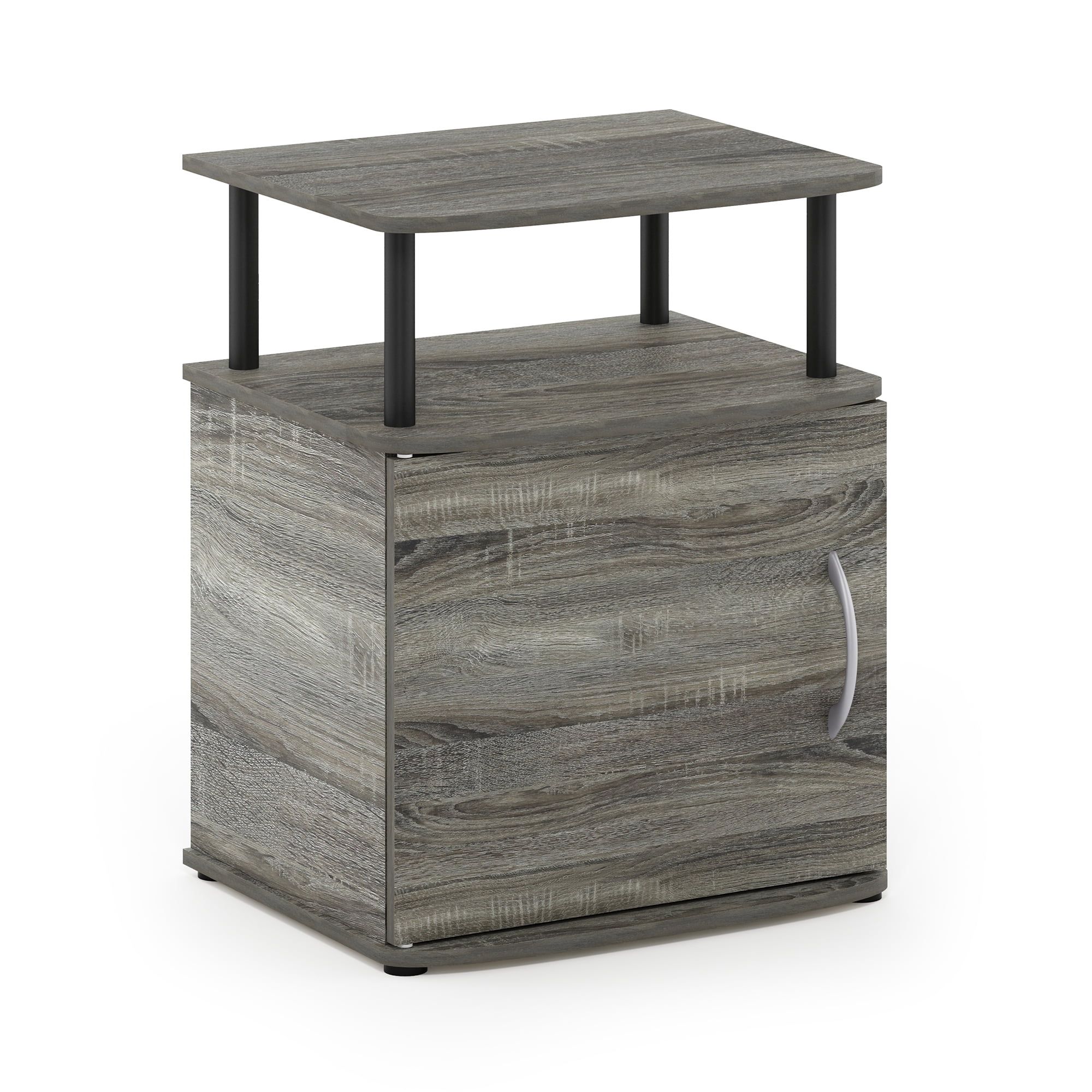 French Oak Gray and Black Utility End Table with Storage