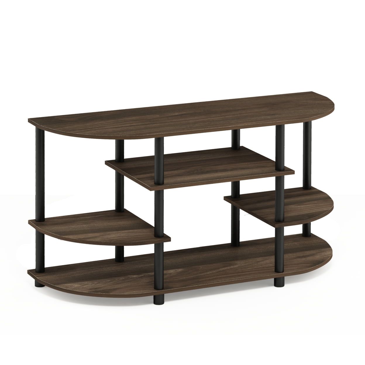 Columbia Walnut & Black Easy-Assemble Corner TV Stand