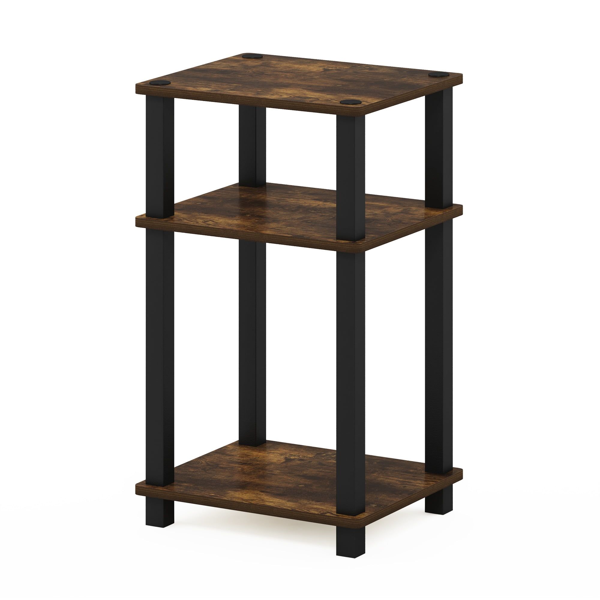 Amber Pine and Black 3-Tier Wood End Table