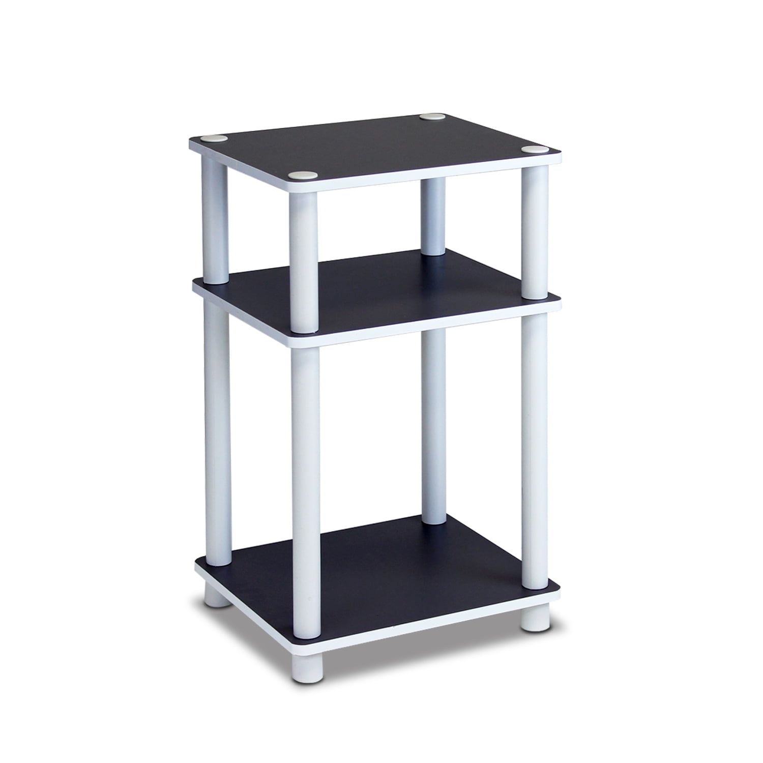 Modern Petite 3-Tier White Wood and Metal End Table