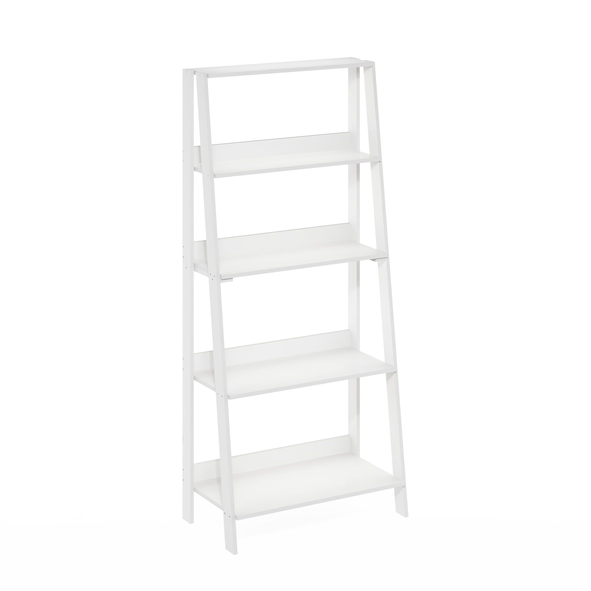 White 5-Tier Wooden Ladder Bookcase Display Shelf
