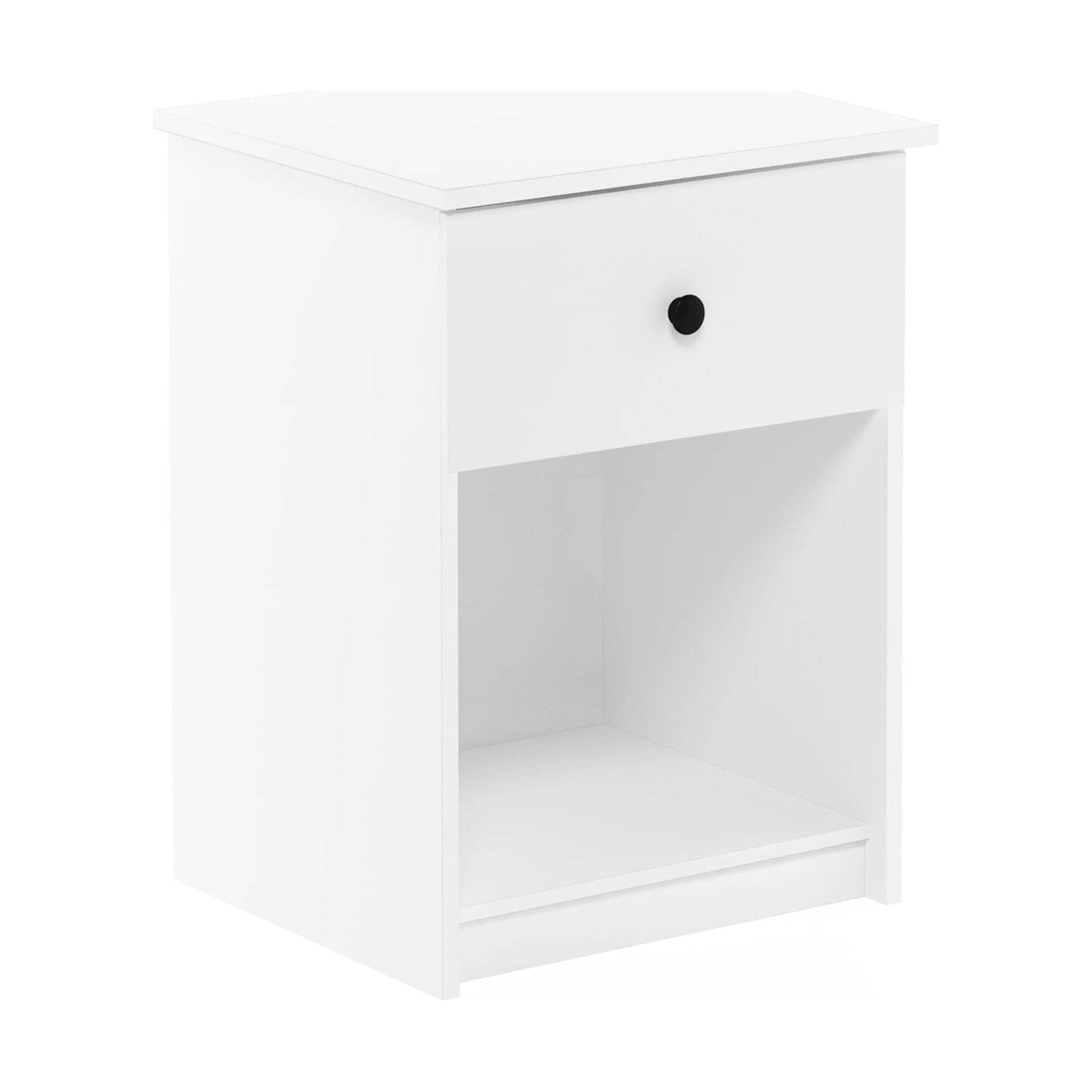 Lucca Contemporary White Nightstand with Storage Drawer