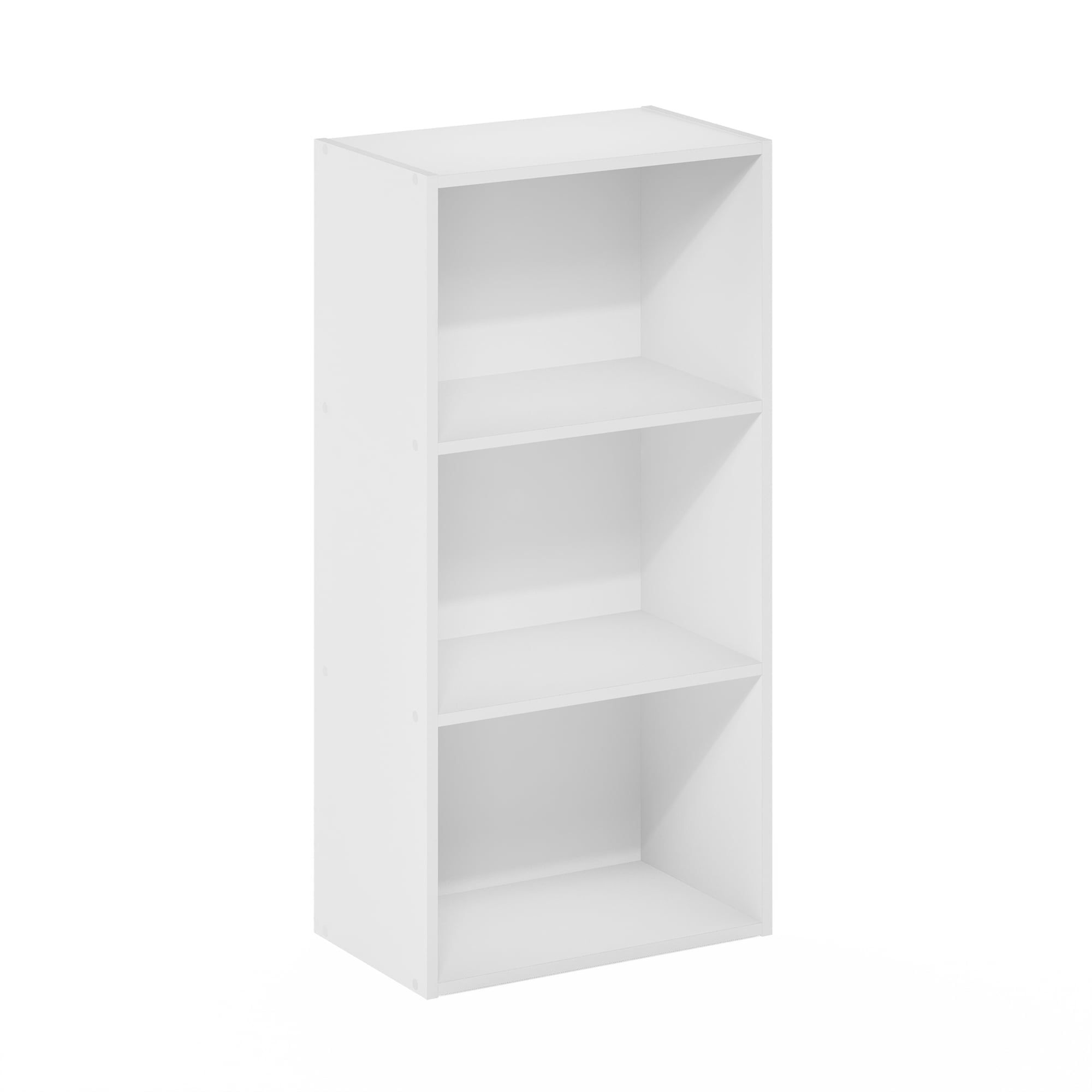 White Composite Wood 3-Tier Open Shelf Bookcase