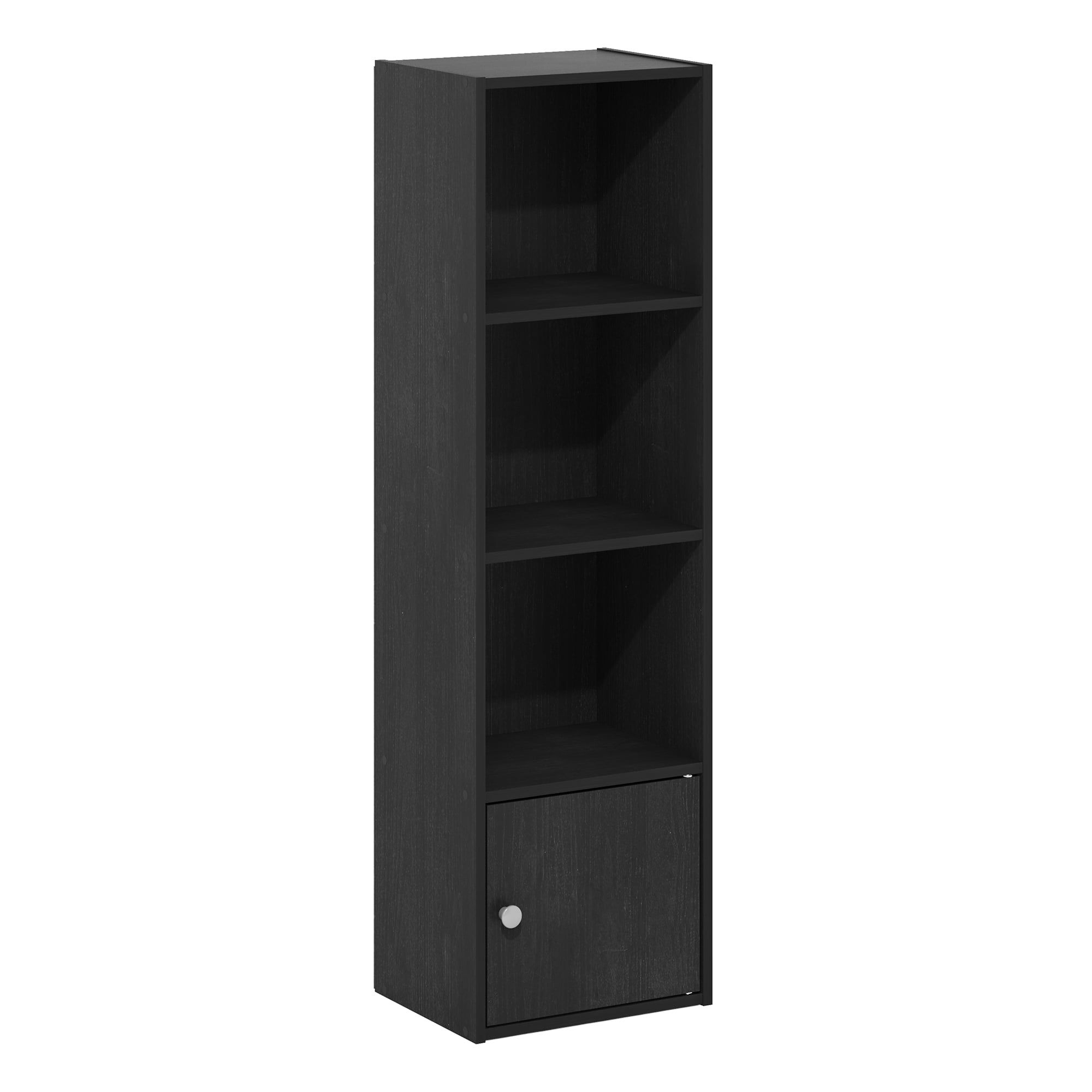 Blackwood 4-Tier Shelf Bookcase with Door Storage Cabinet