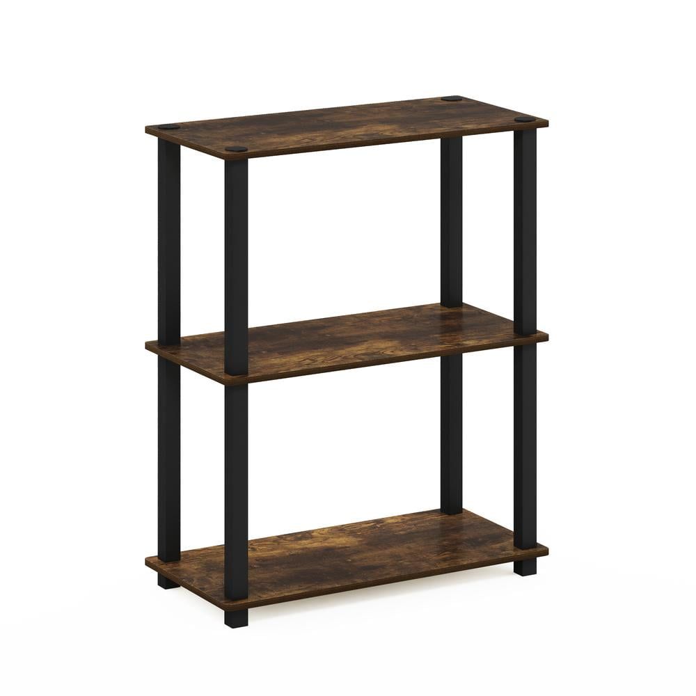 Amber Pine and Black 3-Tier Wood Shelf