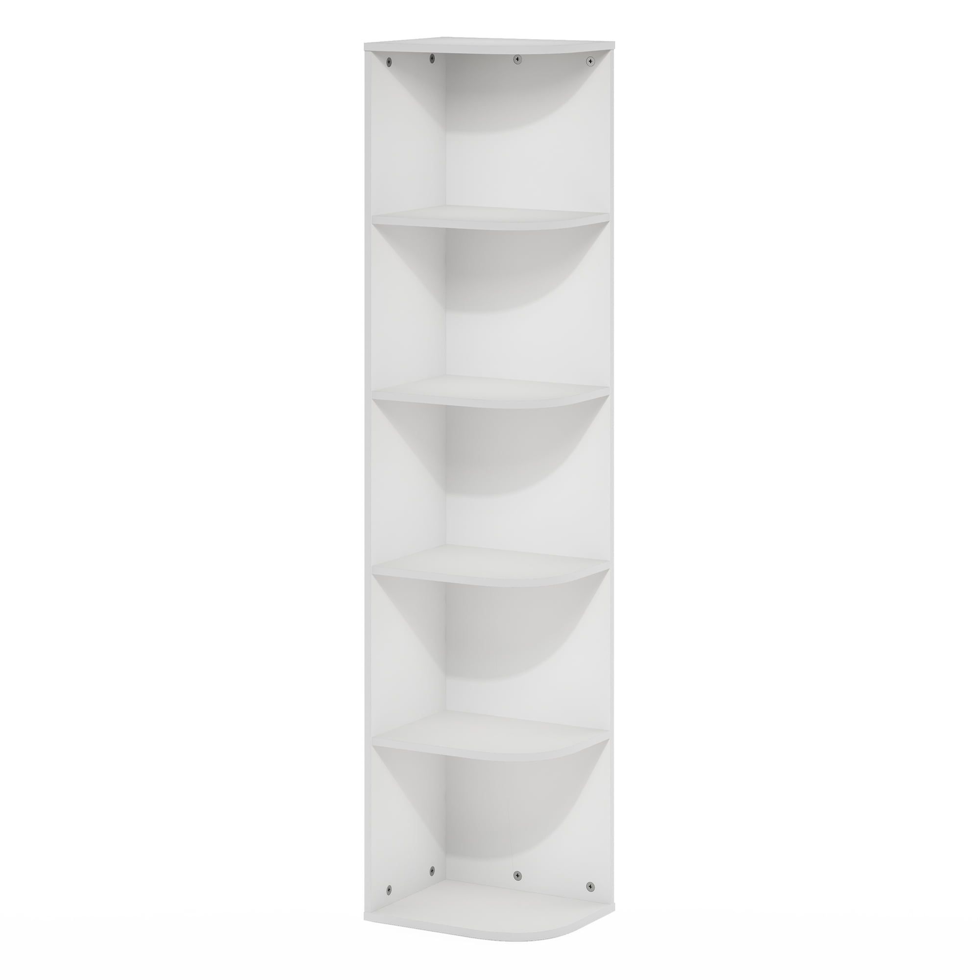 White 5-Tier Corner Wood Bookcase