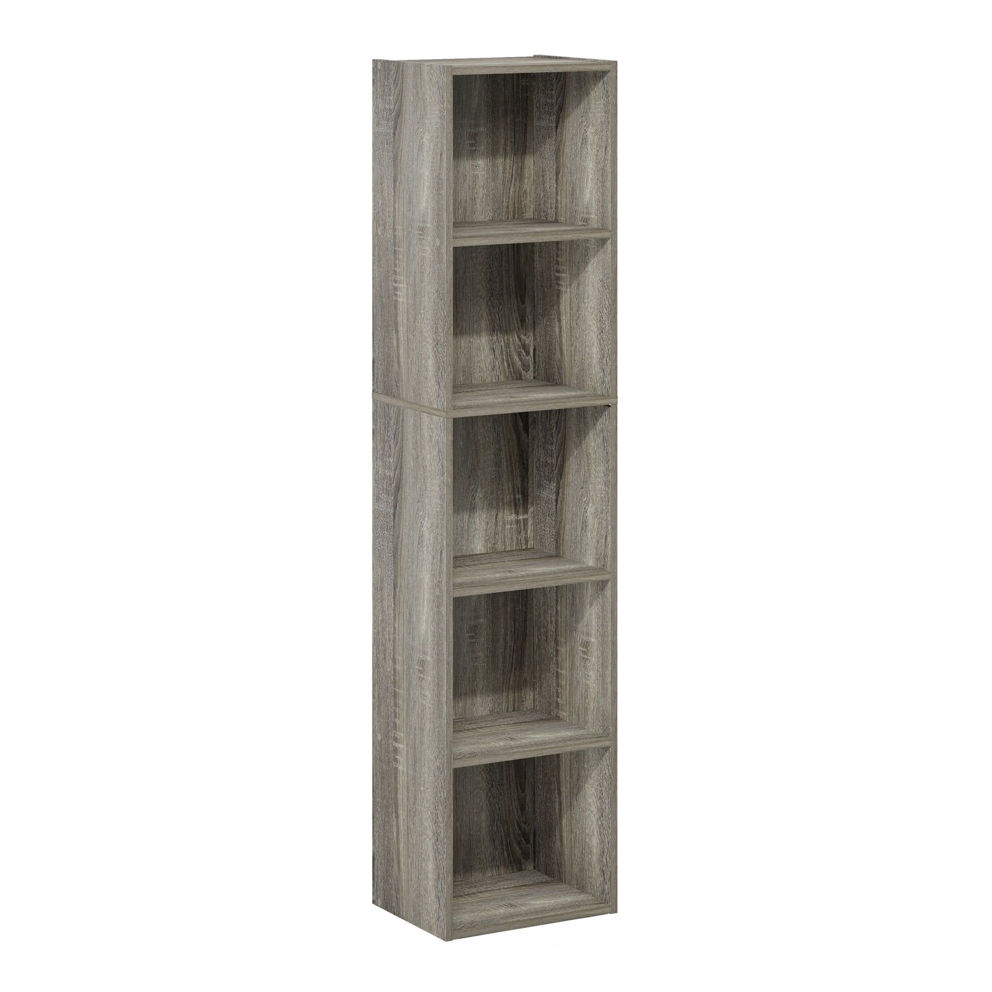 French Oak 5-Tier Cube Open Shelf Bookcase