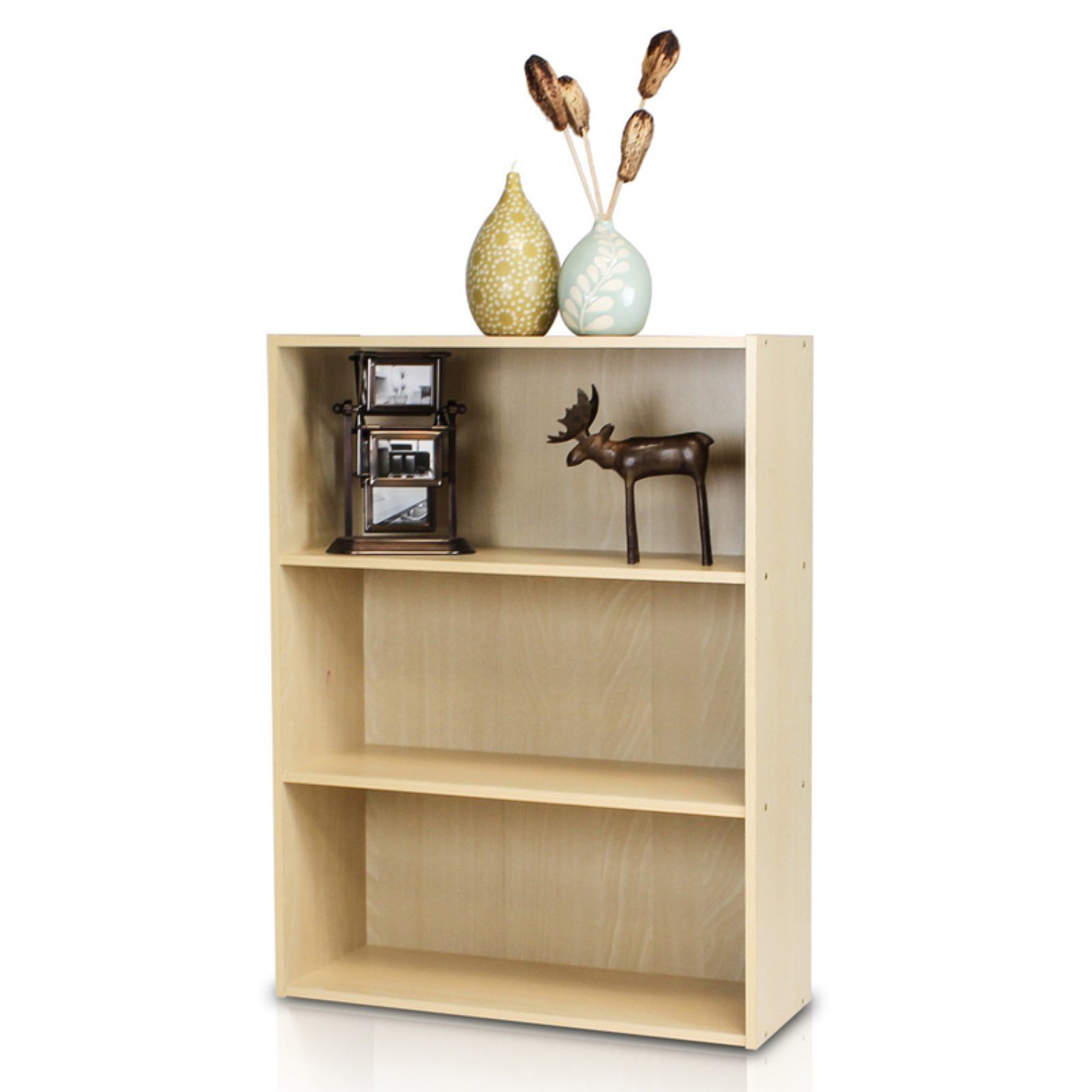 Steam Beech 3-Tier Light Wood Etagere Bookcase