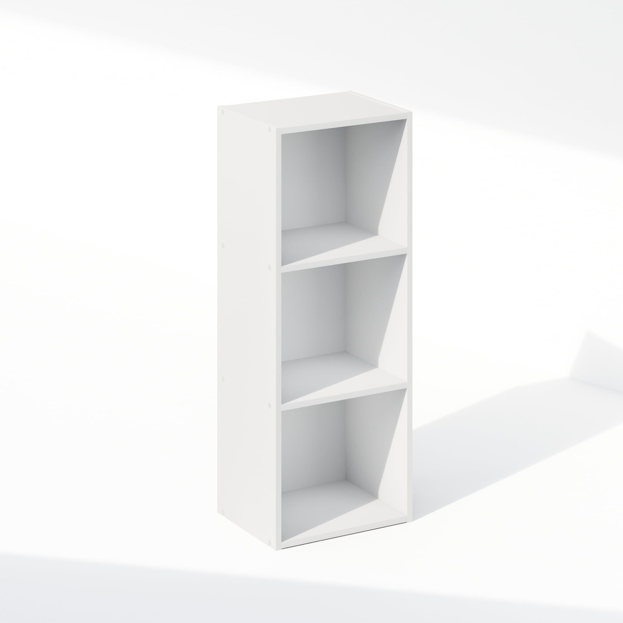 White 3-Tier Vertical Cube Bookcase with Closed Back