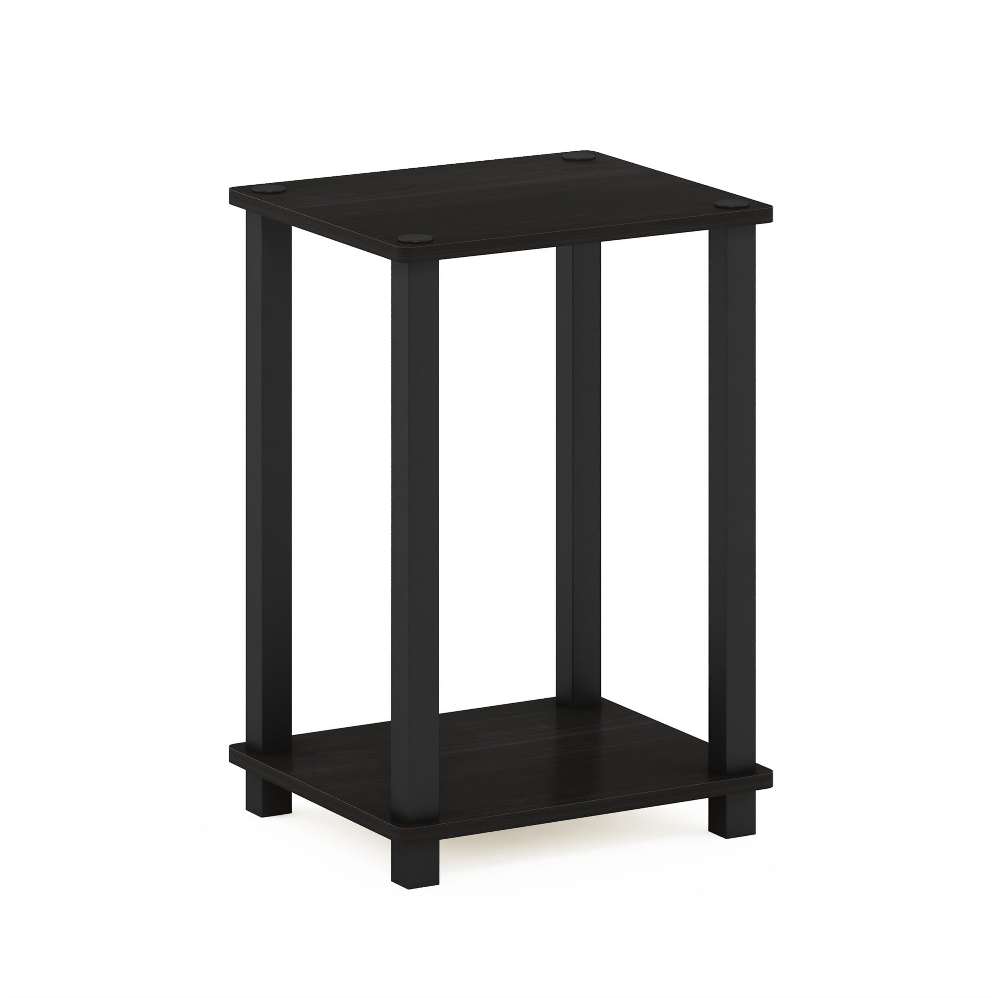 Espresso and Black Engineered Wood End Table with Storage