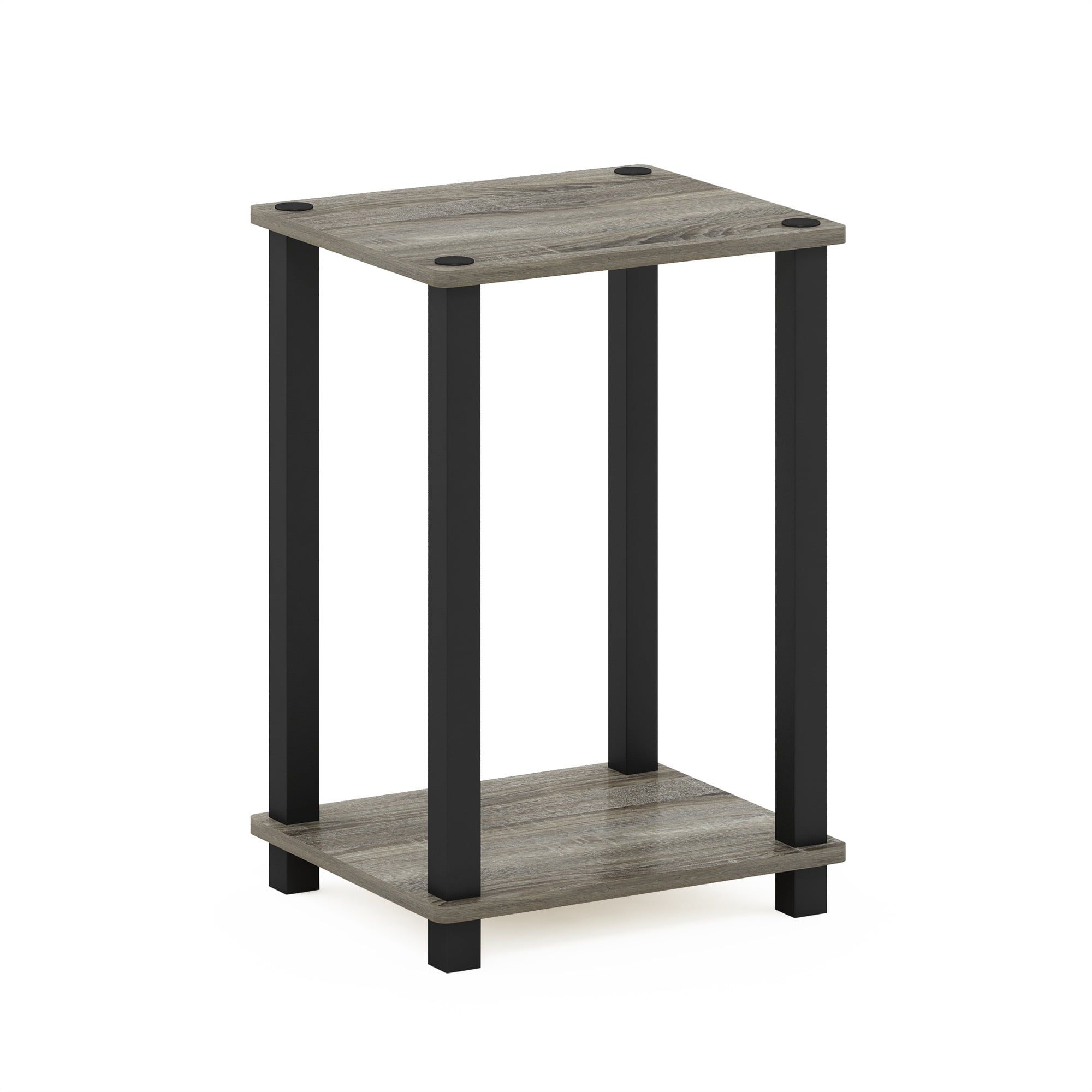 French Oak & Black Simplistic 11.5" Rectangular End Table