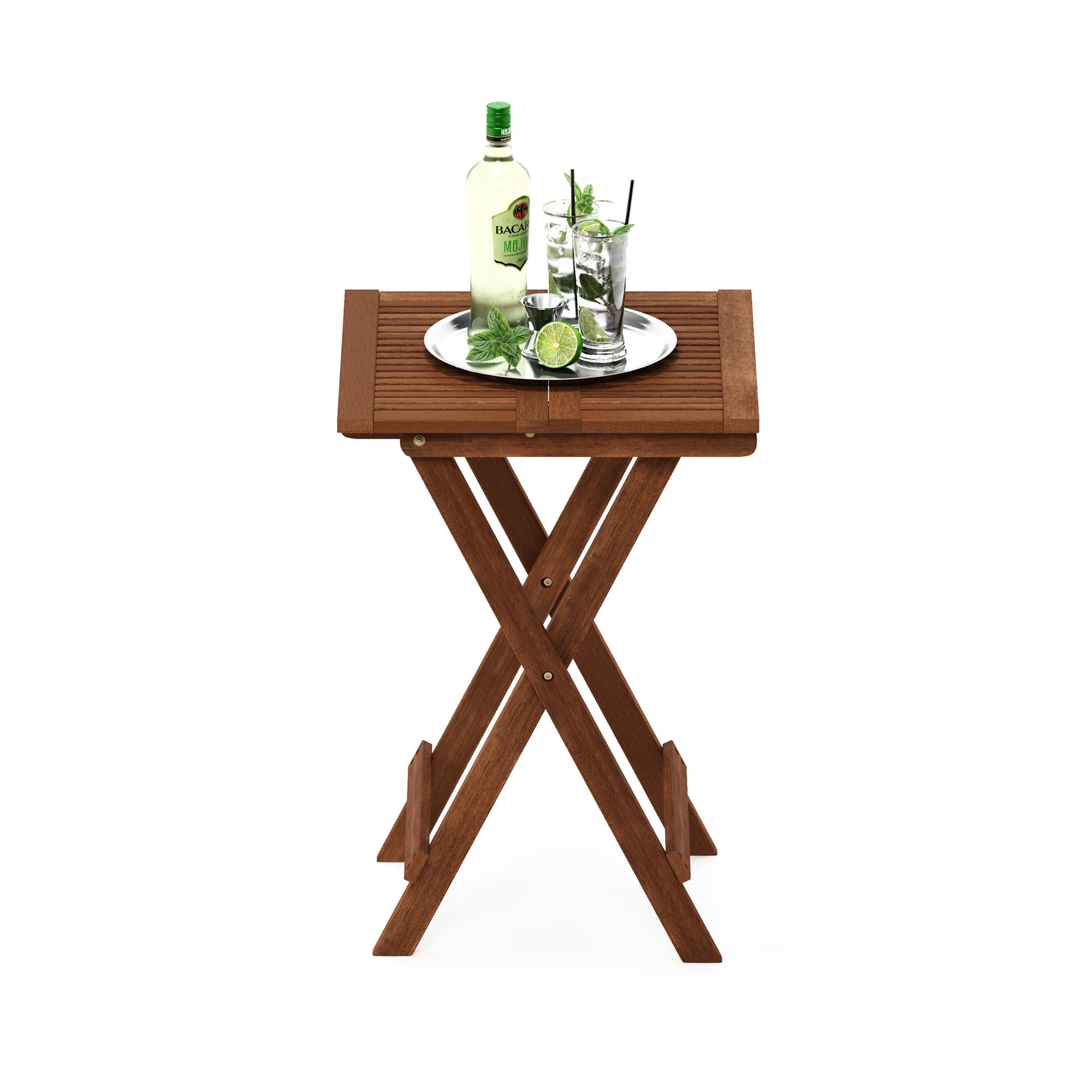 Tioman Medium Brown Wood Folding Outdoor End Table