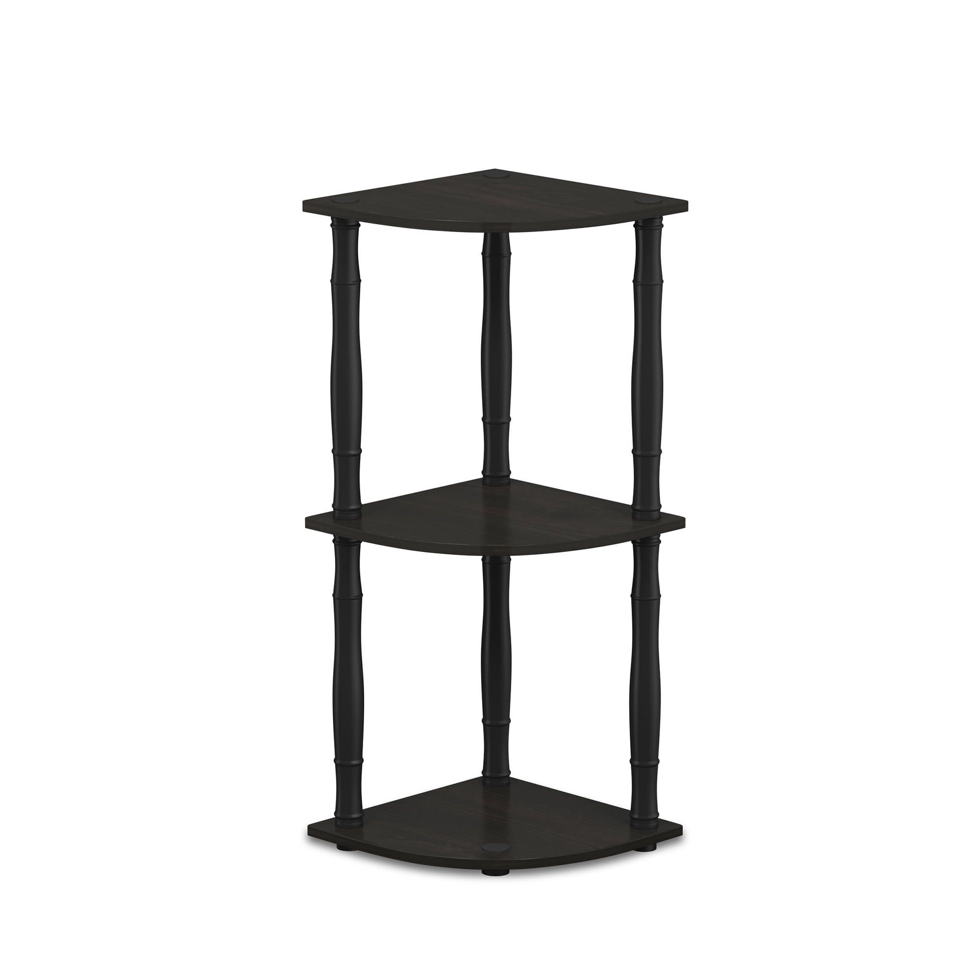 Espresso Laminated Wood 3-Tier Corner Shelving Unit