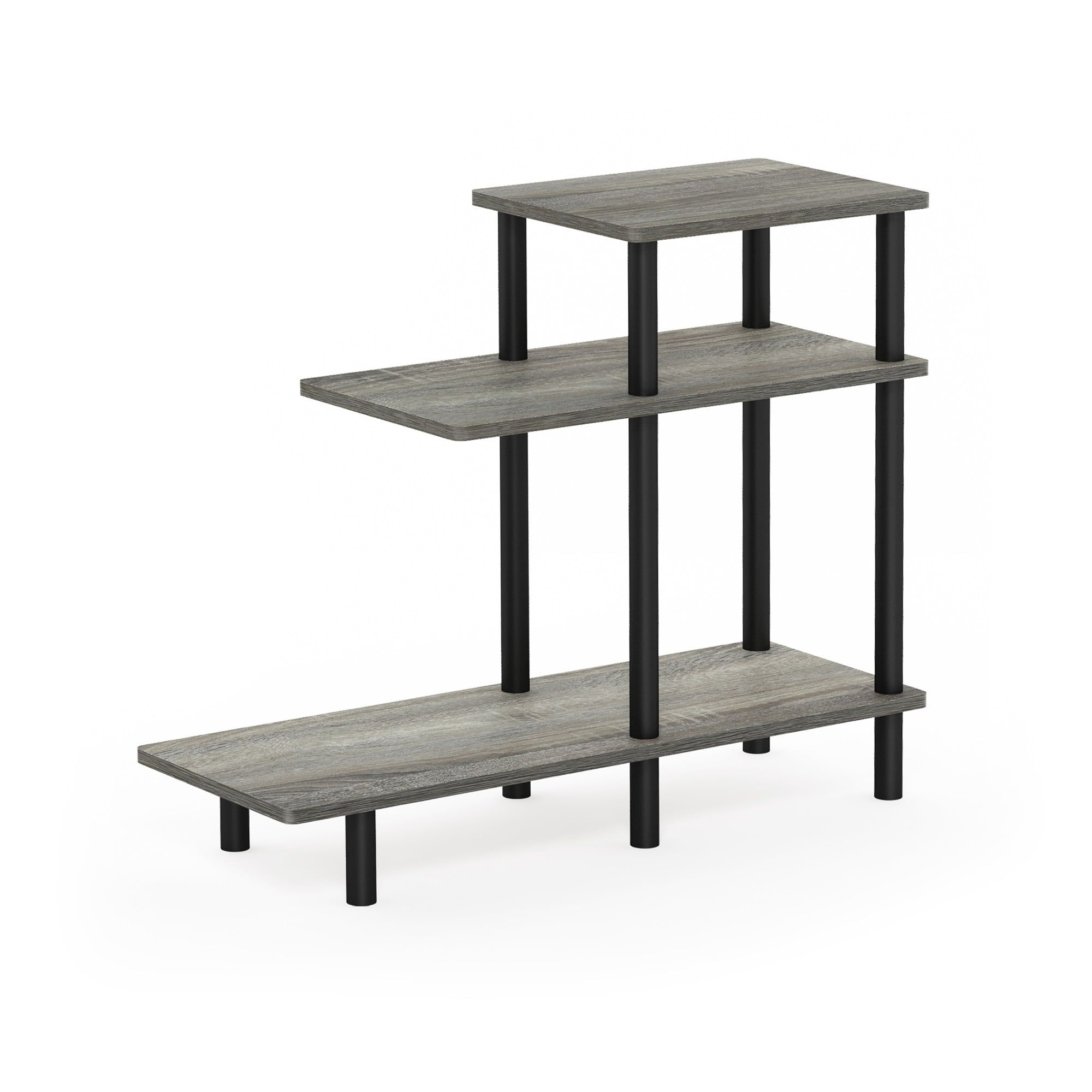 French Oak Grey and Black 3-Tier Rectangular Wood Side Table