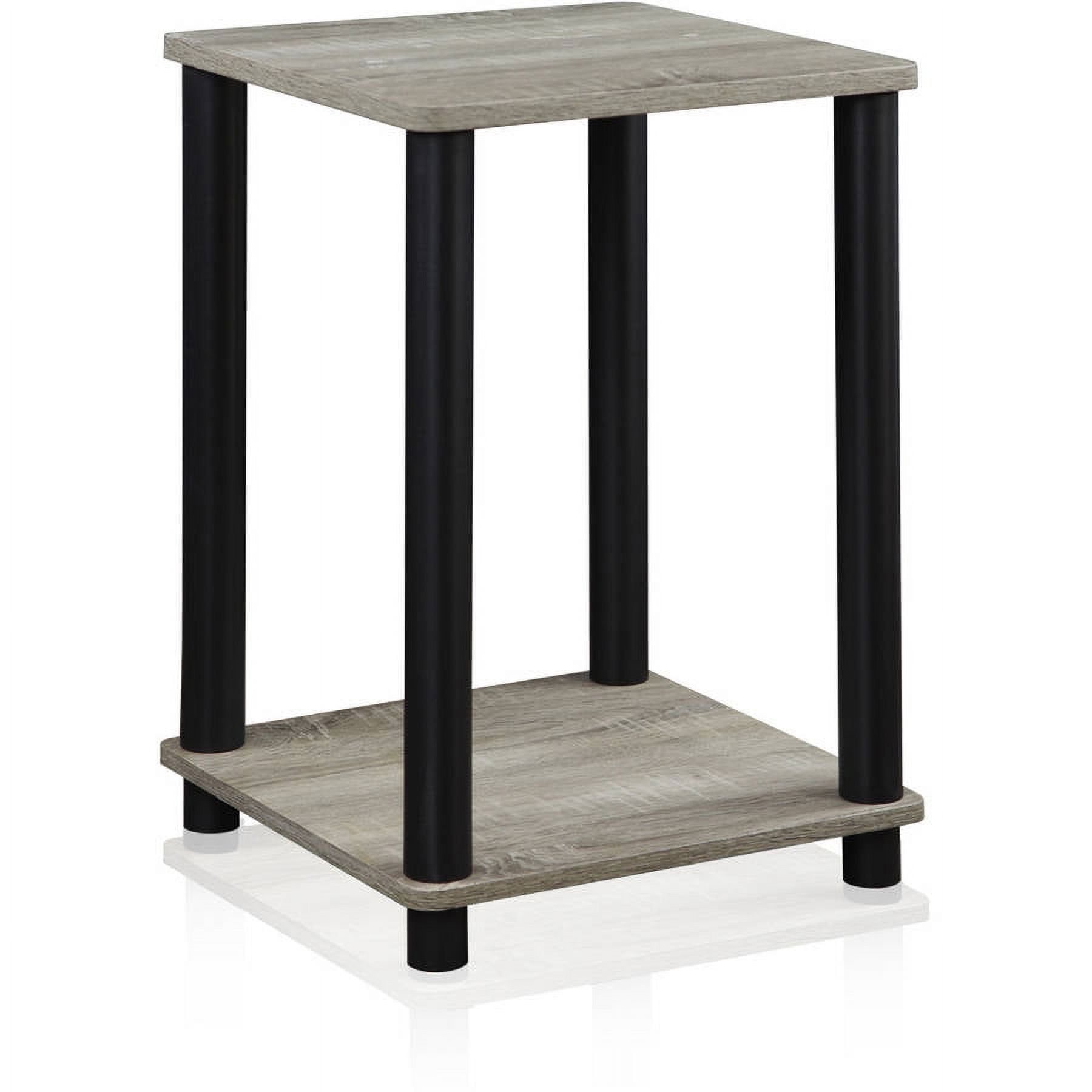 Modern French Oak Grey Square Wood and Metal End Table