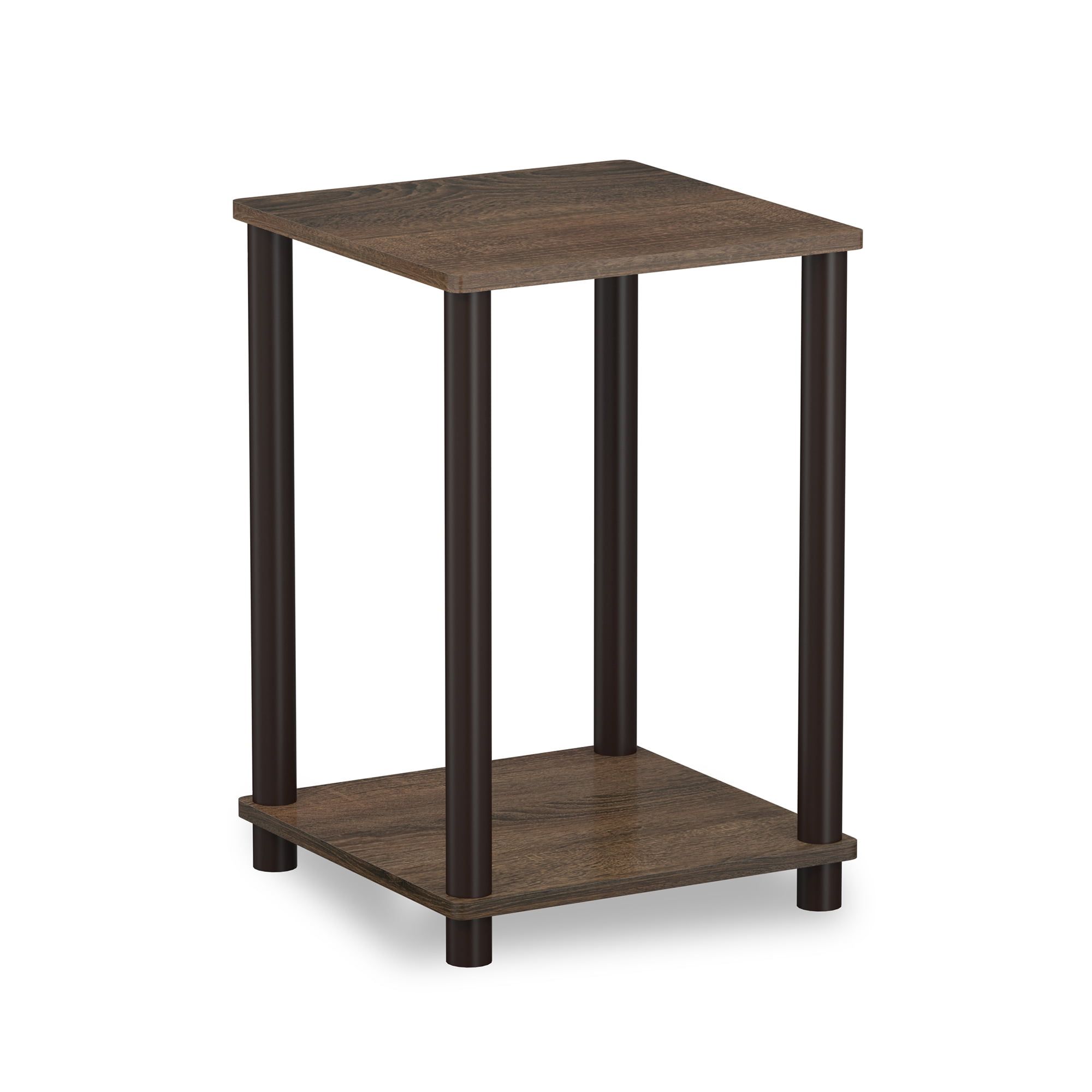 Walnut Dark Wood Square Accent Table with PVC Tubes