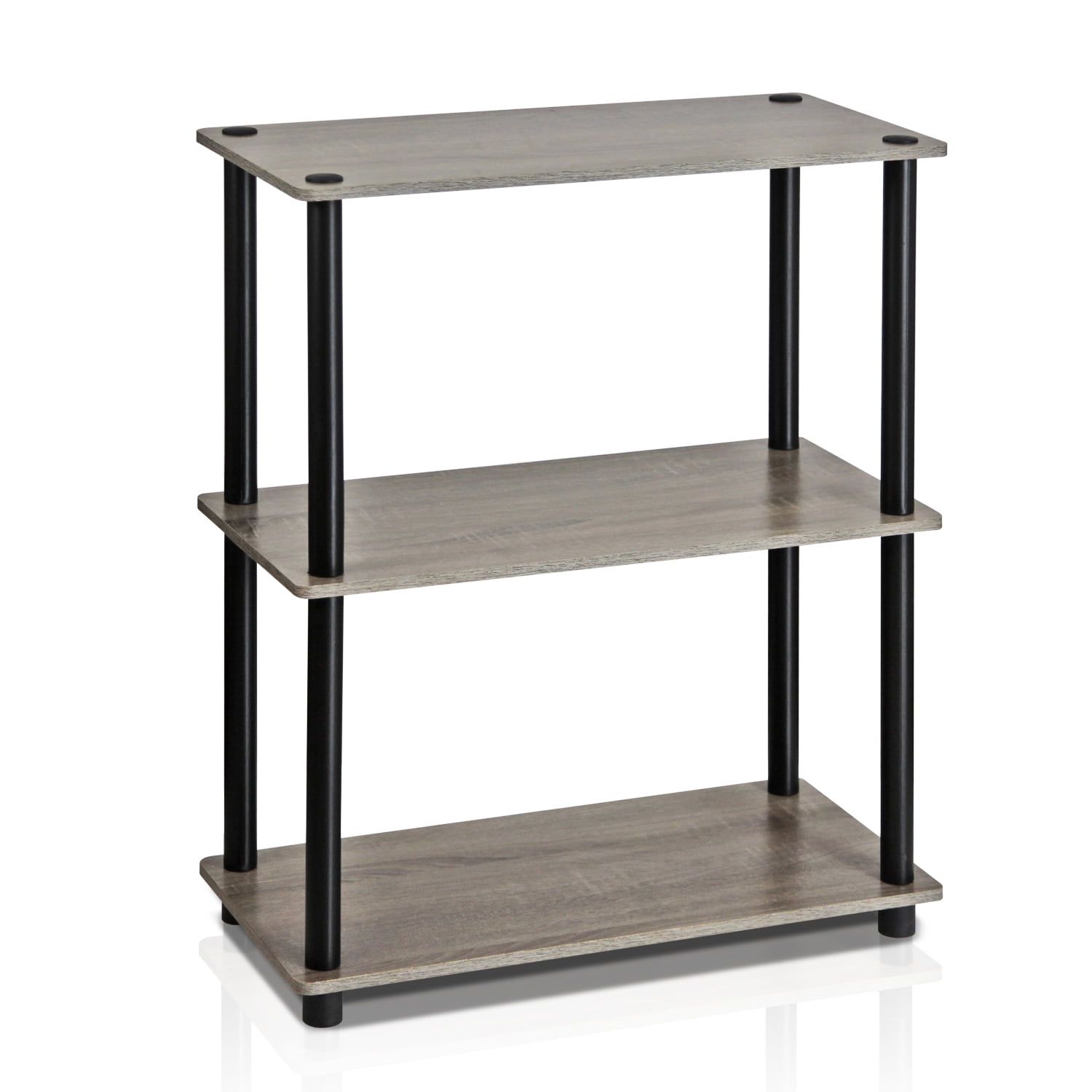 Compact Black and Oak Gray 3-Tier Wood Shelf