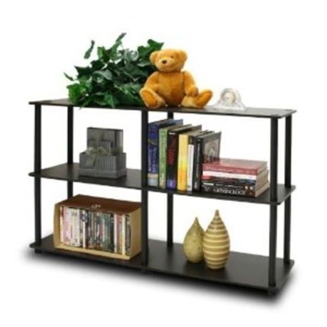 Espresso Black Engineered Wood 3-Tier Display Rack