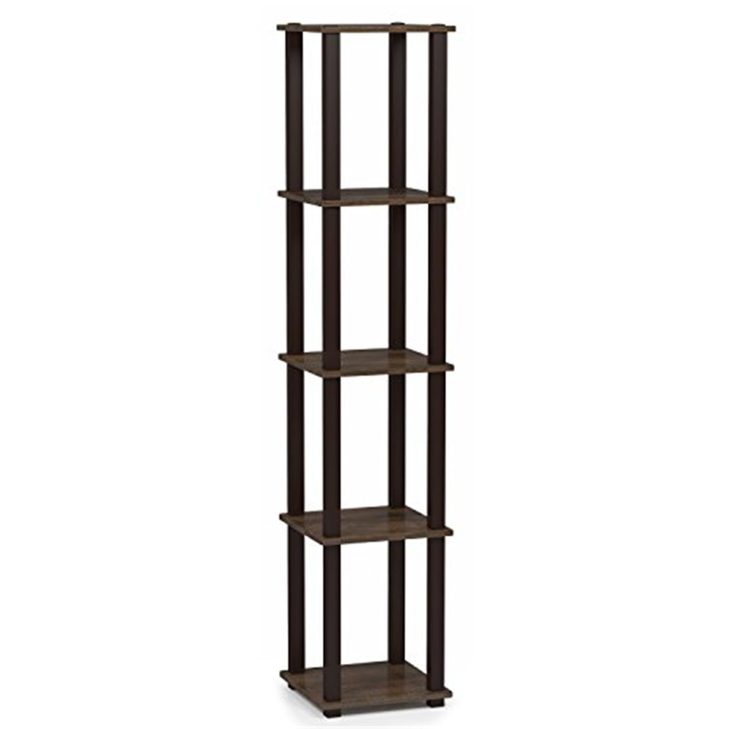 Walnut Finish 5-Tier Corner Display Shelf for Living Room