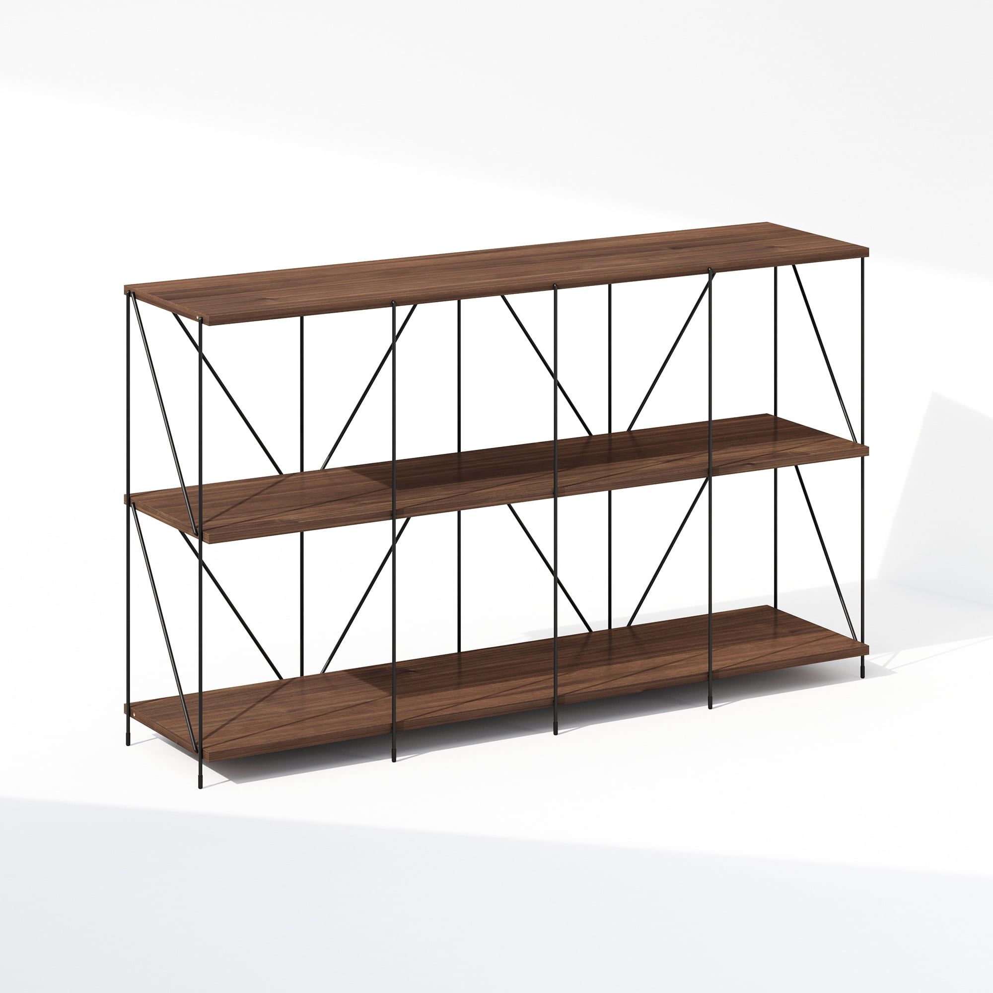 Walnut Cove 3-Tier Modular Open Back Bookcase