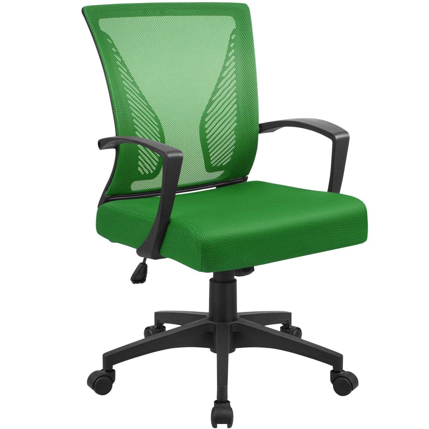 Green Mesh Mid-Back Swivel Office Chair with Adjustable Arms