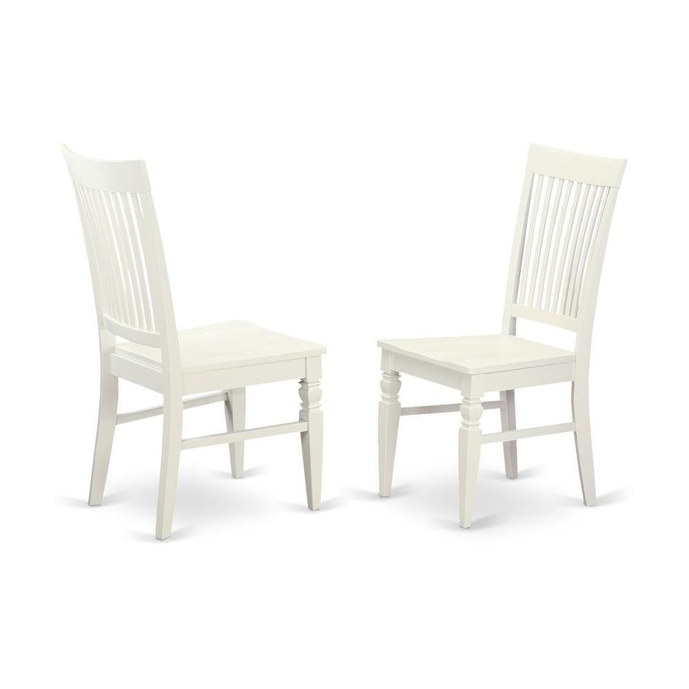 Linen White Elegance High-Back Slat Side Chair in Wood Finish