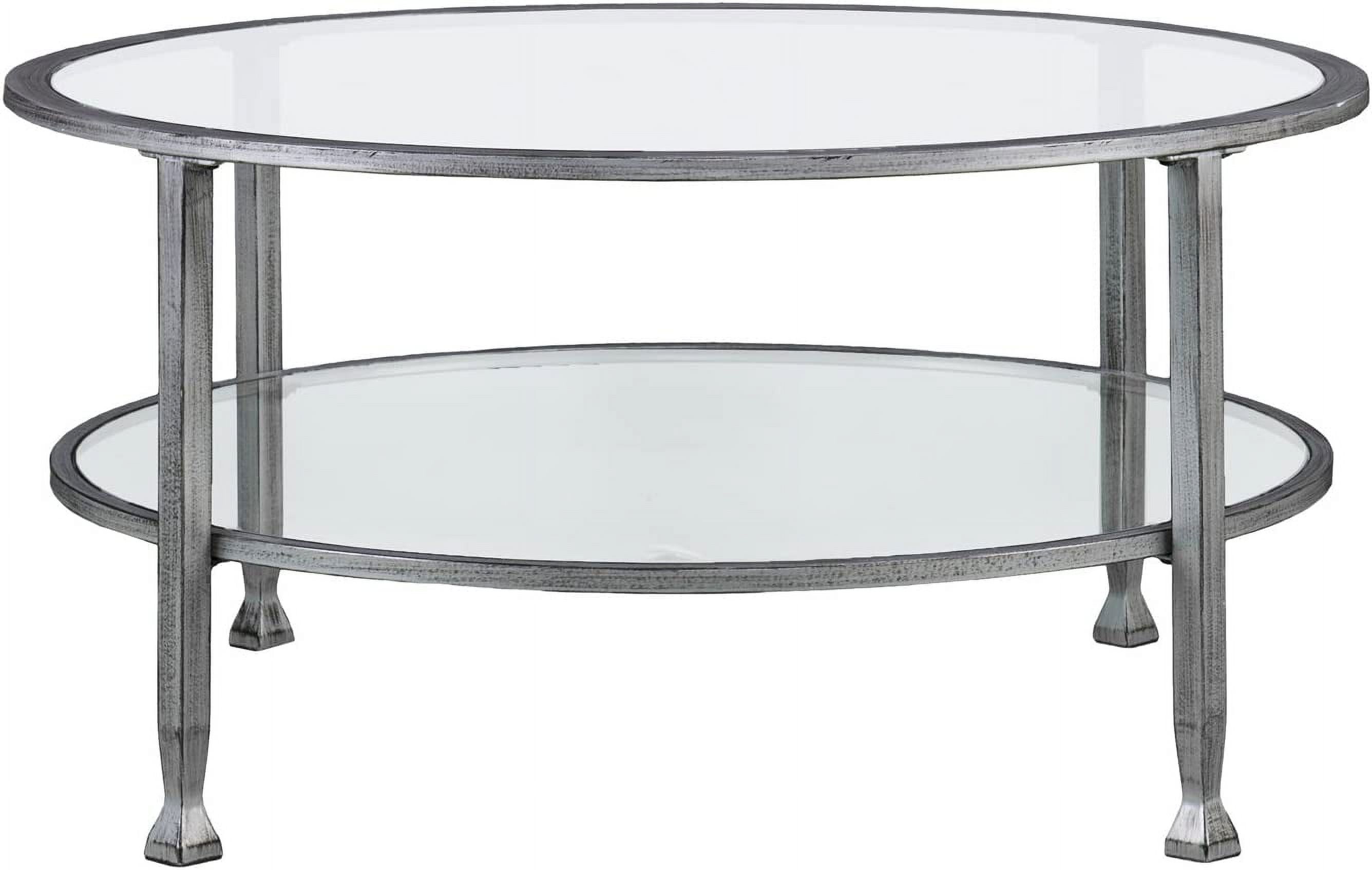 36" Round Silver Glass 2-Tier Coffee Table