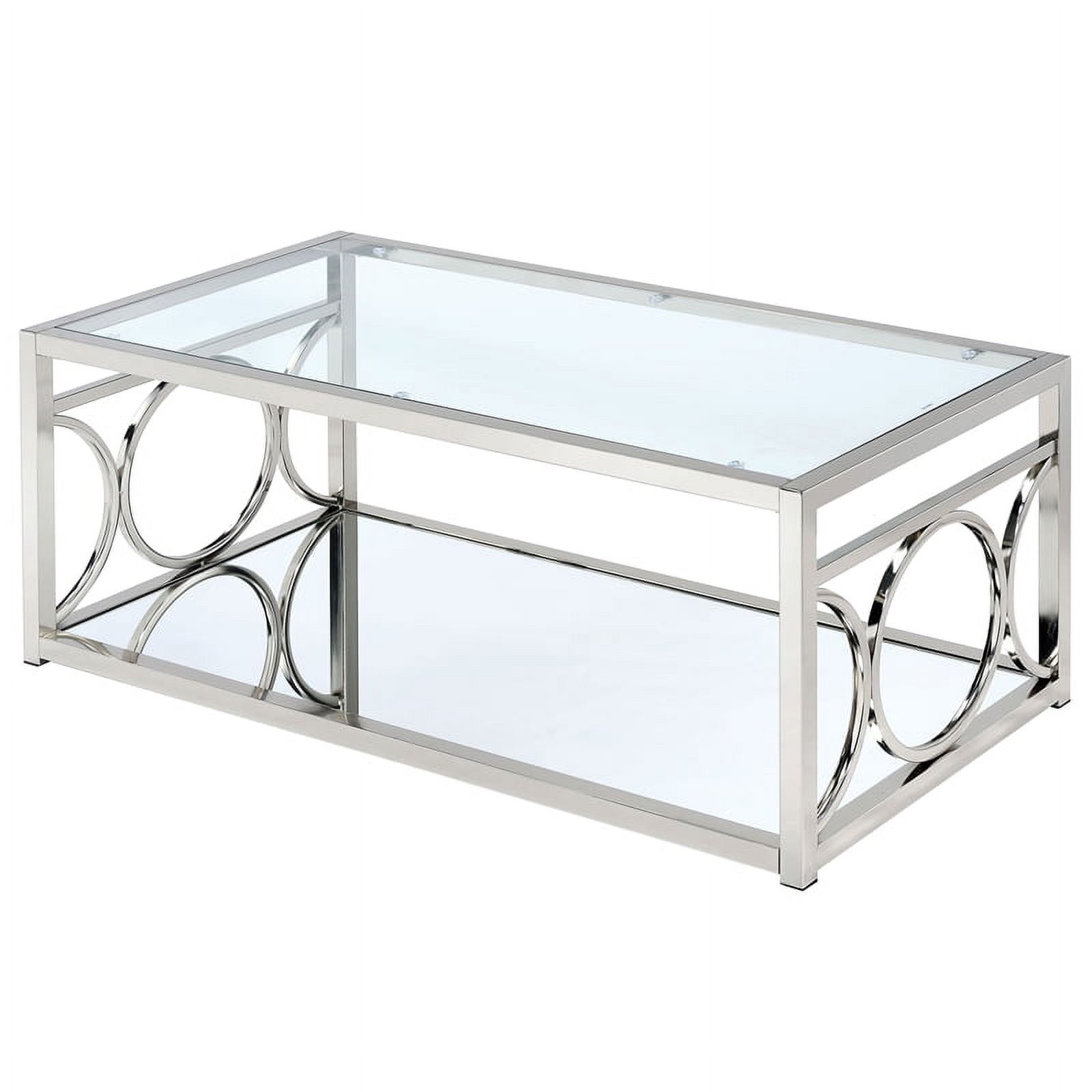 Elegant Chrome Round Glass Coffee Table with Storage