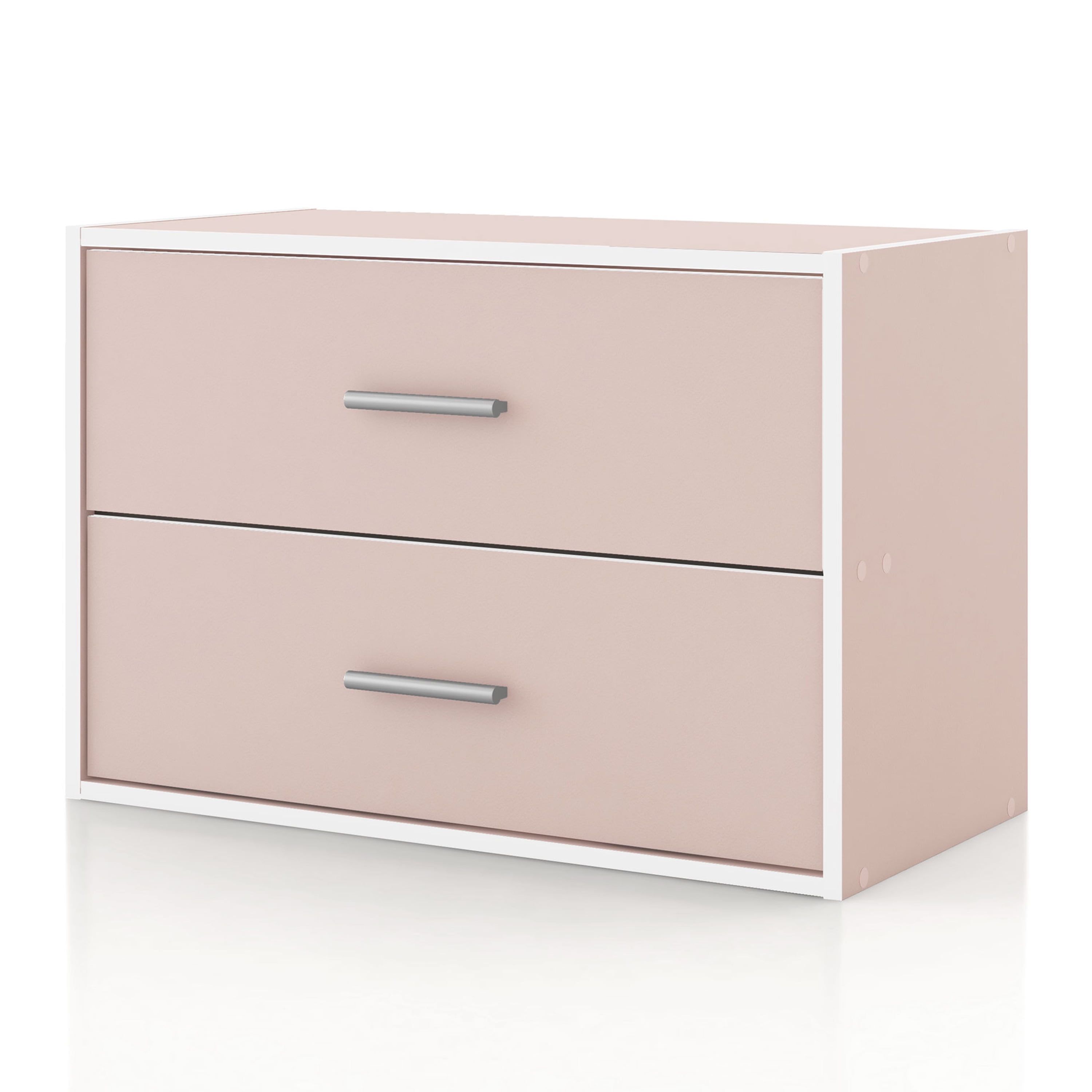 Light Pink Stackable 2-Drawer Kids Storage Cabinet