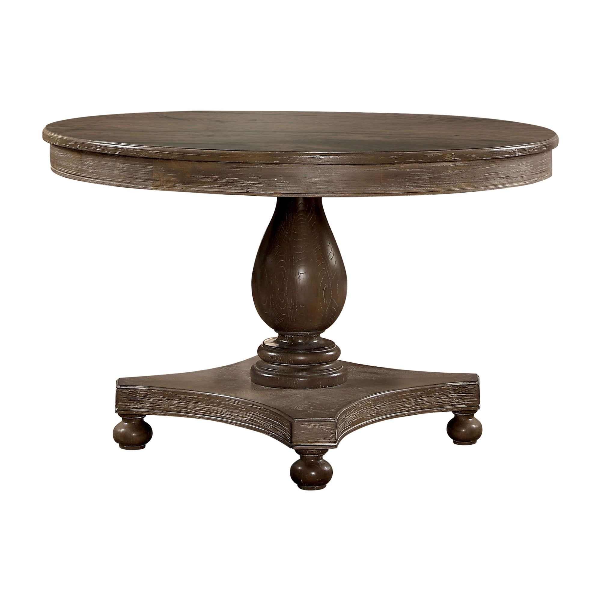 Rustic Oak Round Pedestal Dining Table for Four