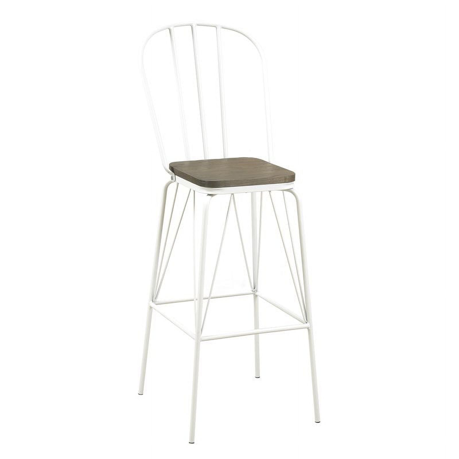 Cottage Charm White Windsor Metal Bar Stool with Wood Veneer Seat