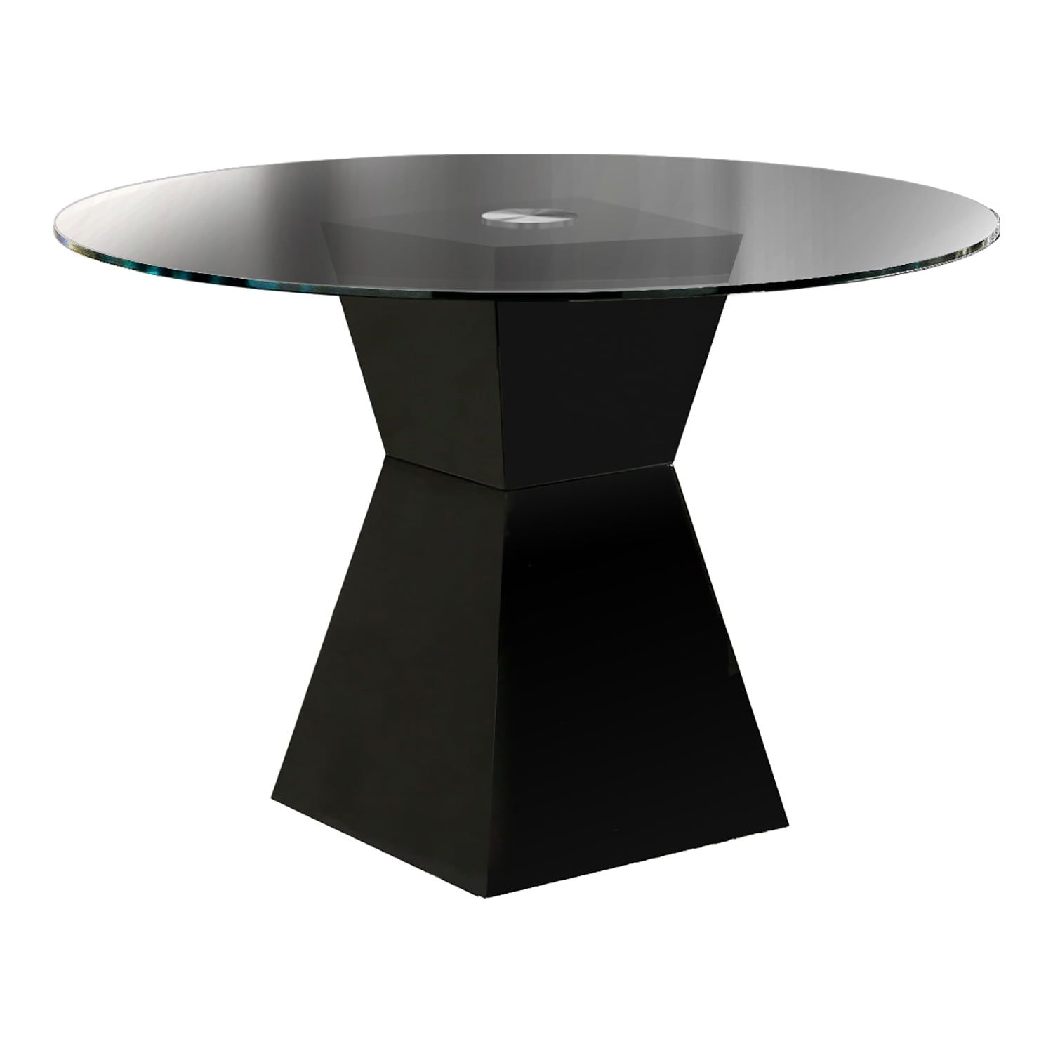 Black Round Glass Top Pedestal Dining Table