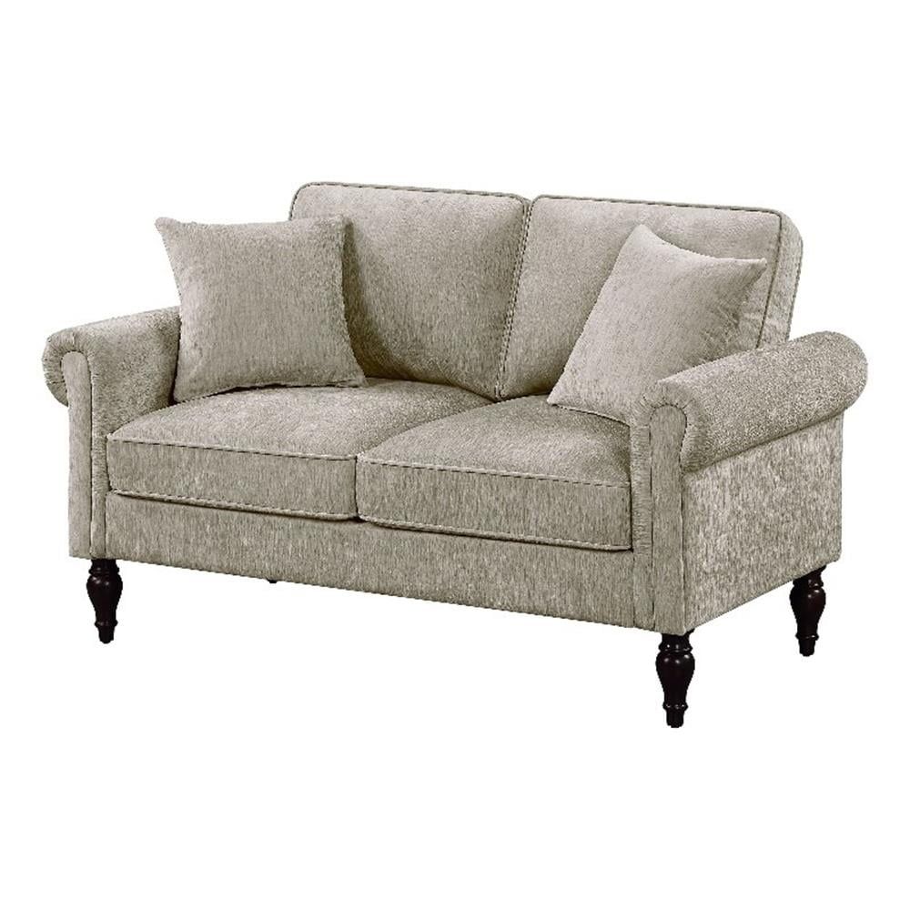 Elm Light Brown Chenille Rolled Arm Loveseat with Care Kit