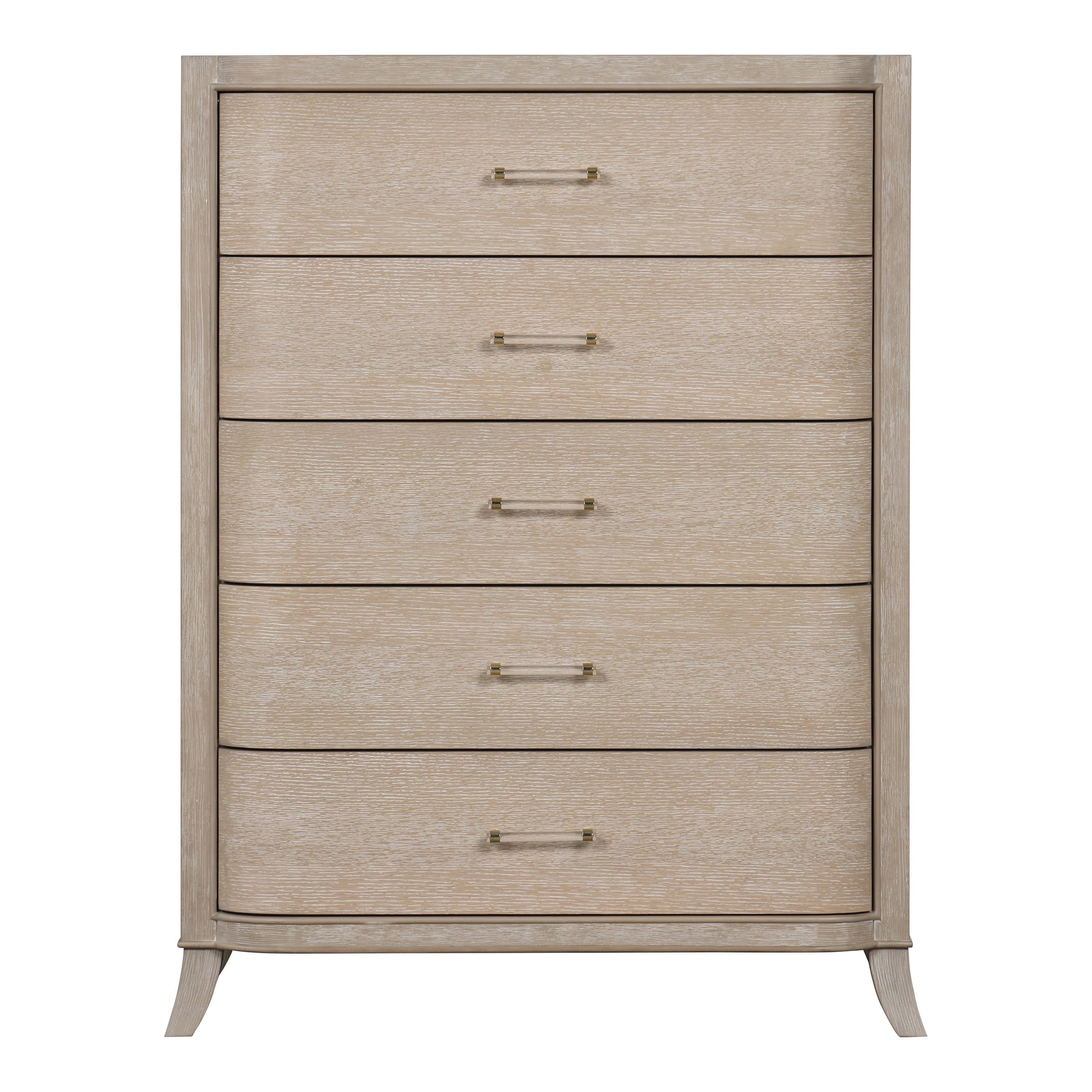 Natural Oak 5-Drawer Chest with Acrylic Handles