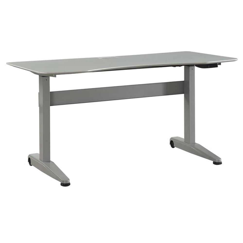 Gray Adjustable Height Standing Desk with Power Outlet