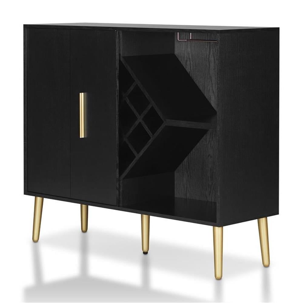 Arrowsic Black Composite Multi-Storage Buffet with Gold Accents