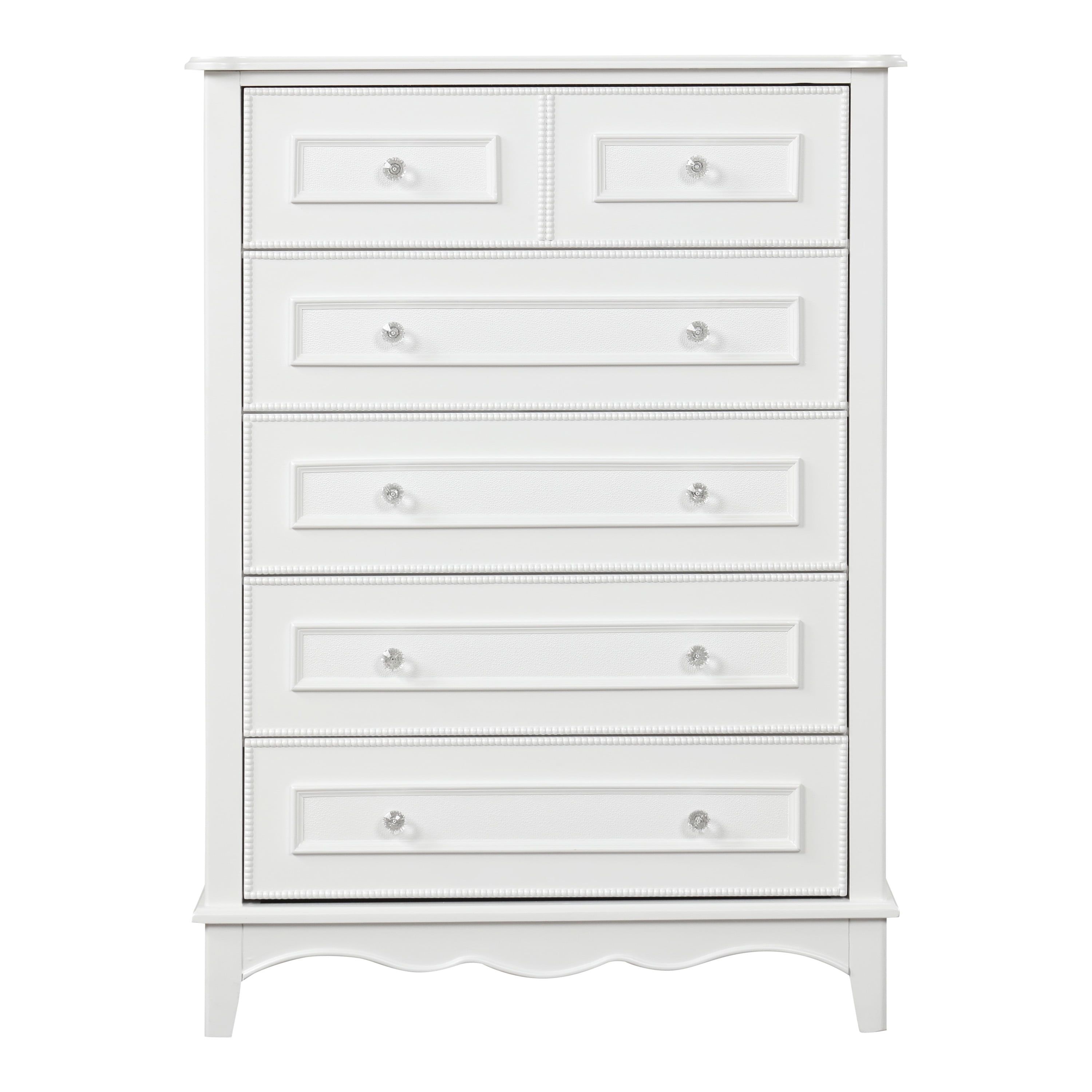 White Farmhouse Vertical Chest with Felt-Lined Drawer