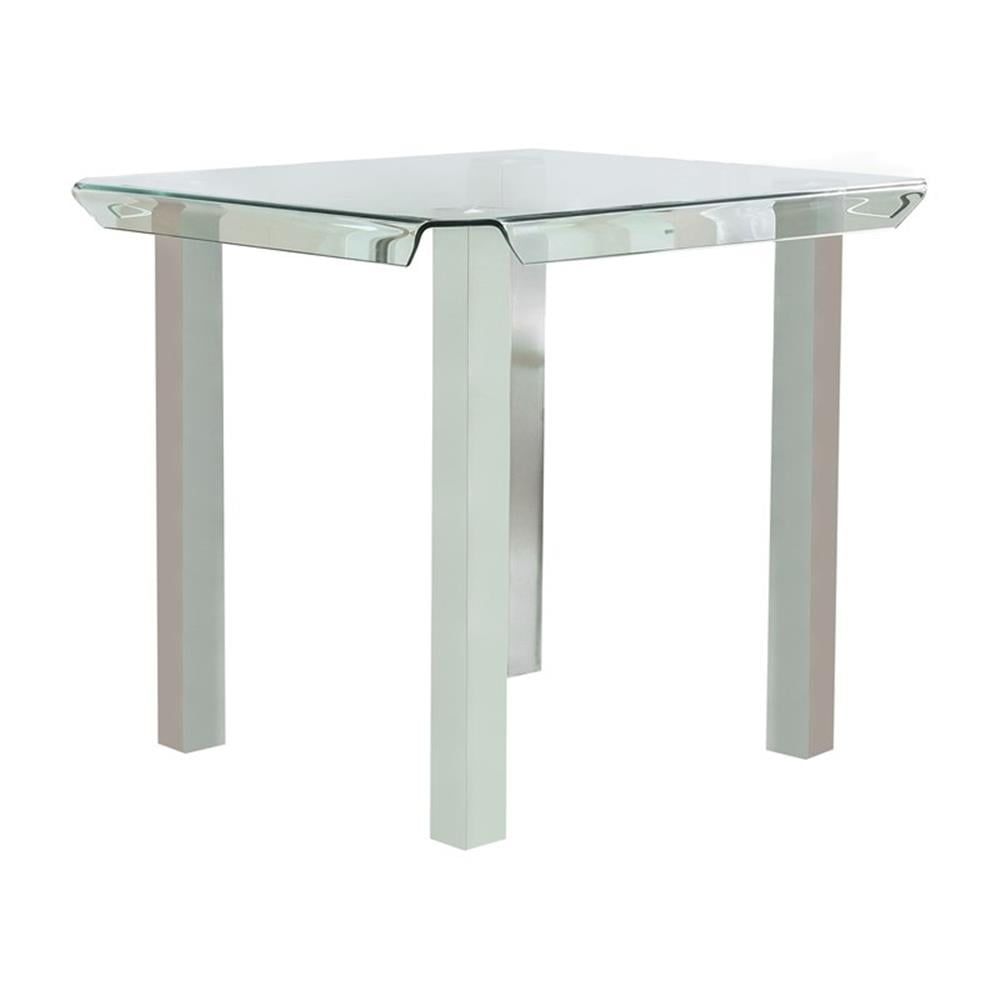 Silver Glass Top Square Counter Height Dining Table