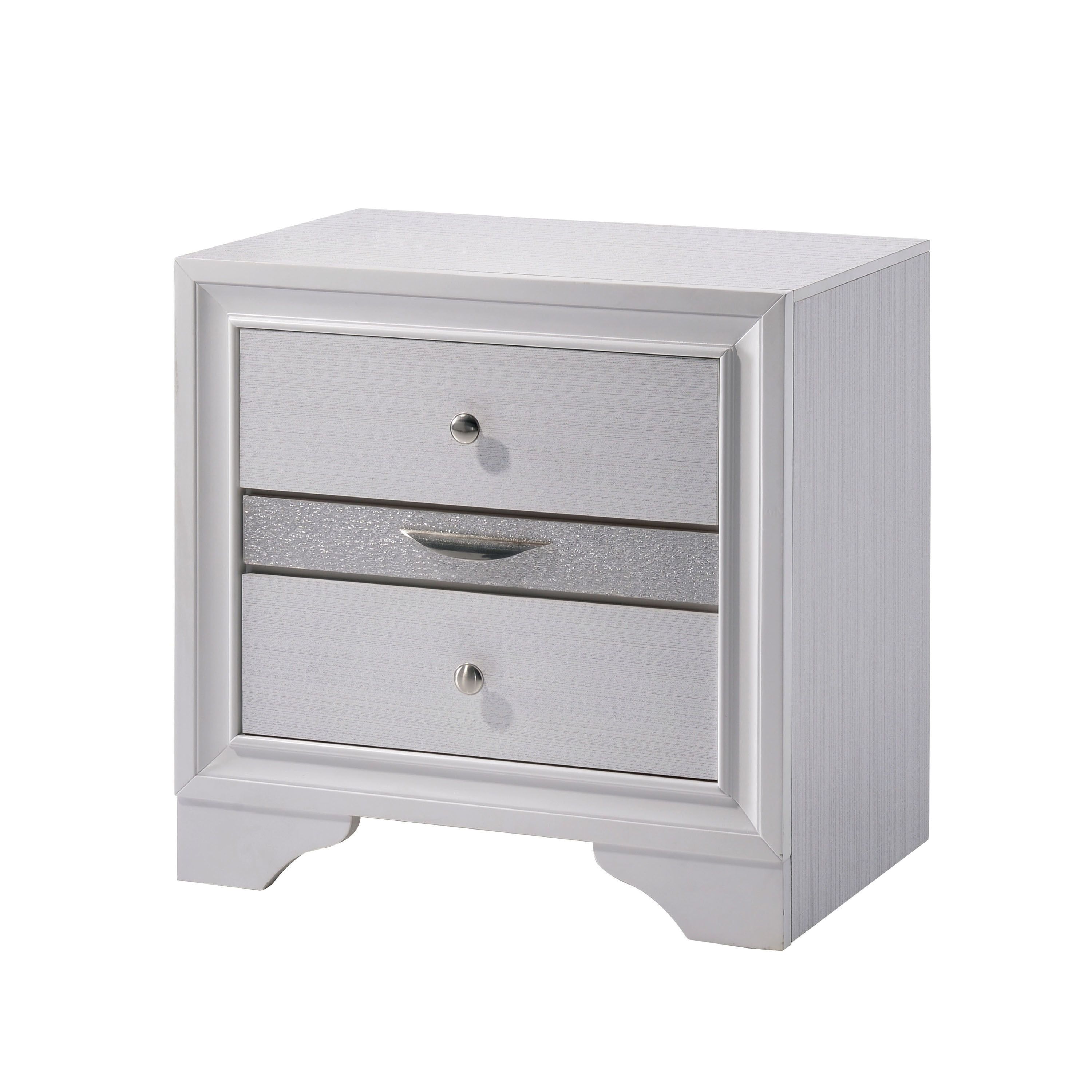 Chrissy Contemporary White 2-Drawer Nightstand with Jewelry Storage