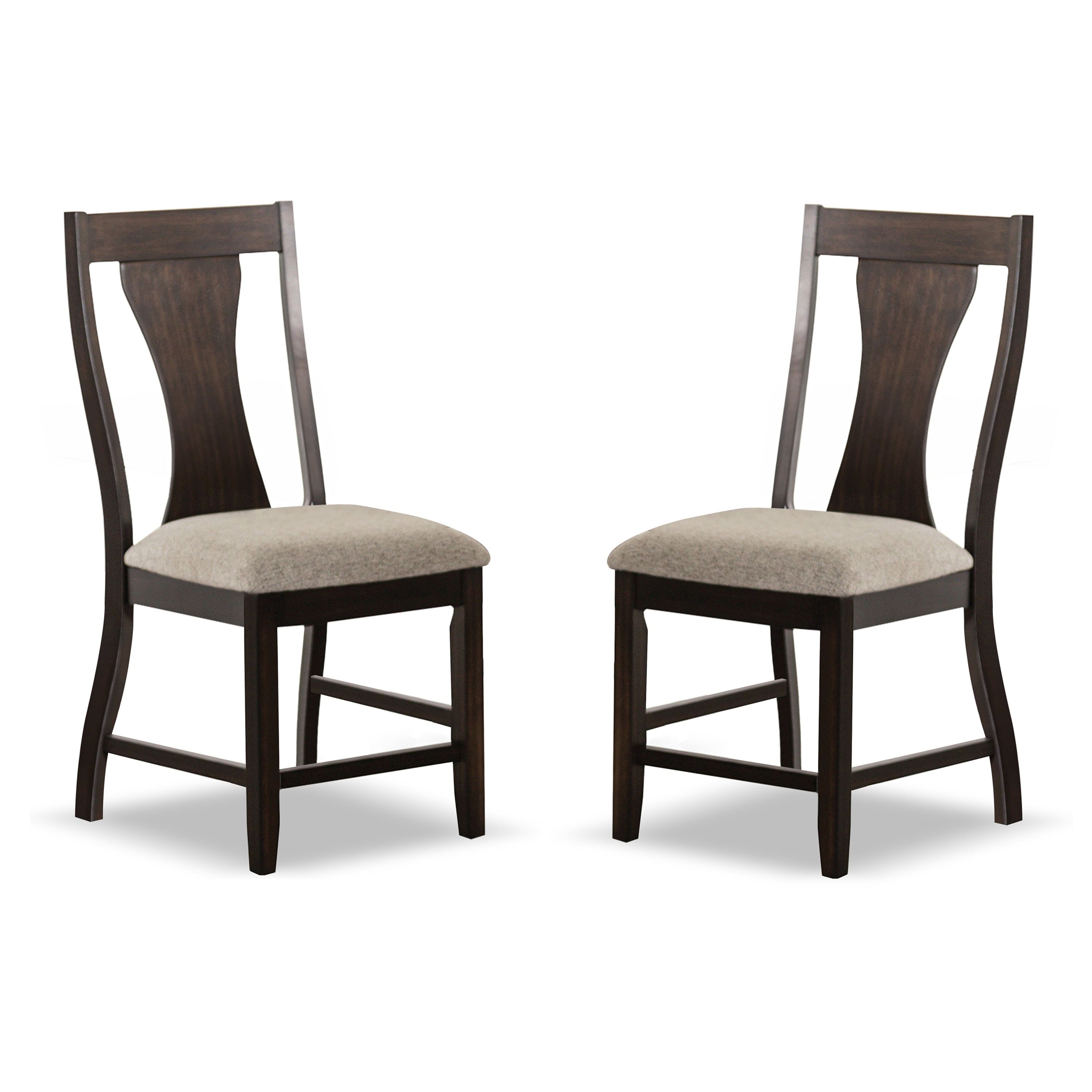 Beige Upholstered High Back Wood Side Chair Set