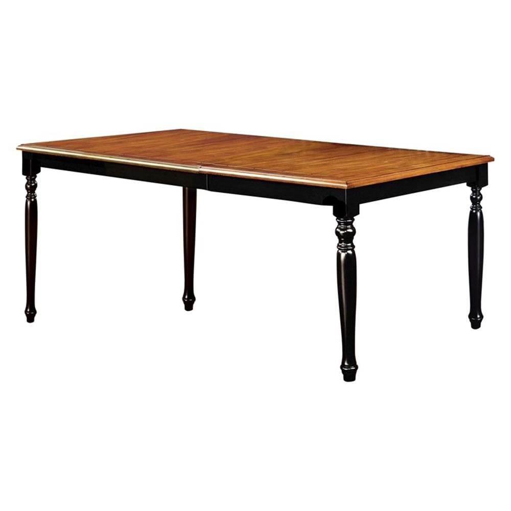 Transitional Reclaimed Wood Extendable Dining Table in Black & Oak