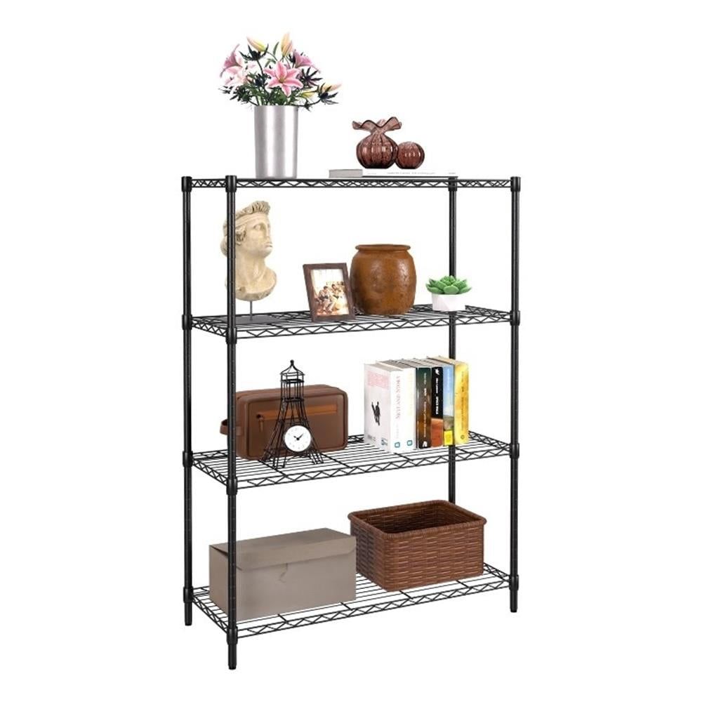 Adjustable Black 4-Tier Metal Storage Shelf