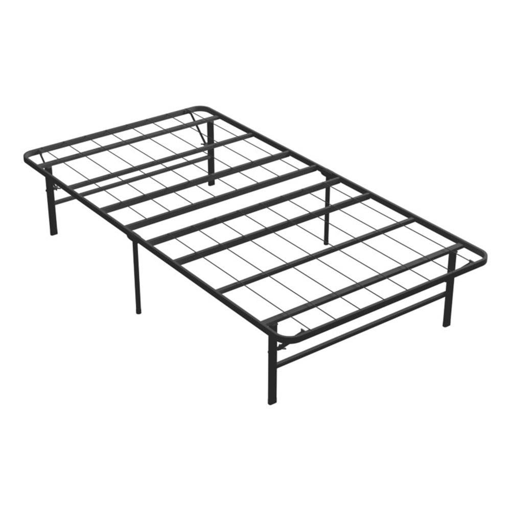 Black Metal Foldable Twin Bed Frame with Underbed Storage